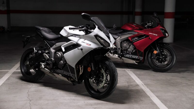 Triumph Daytona 660: Sleek Sportbike Duo 4K 5K Wallpaper
