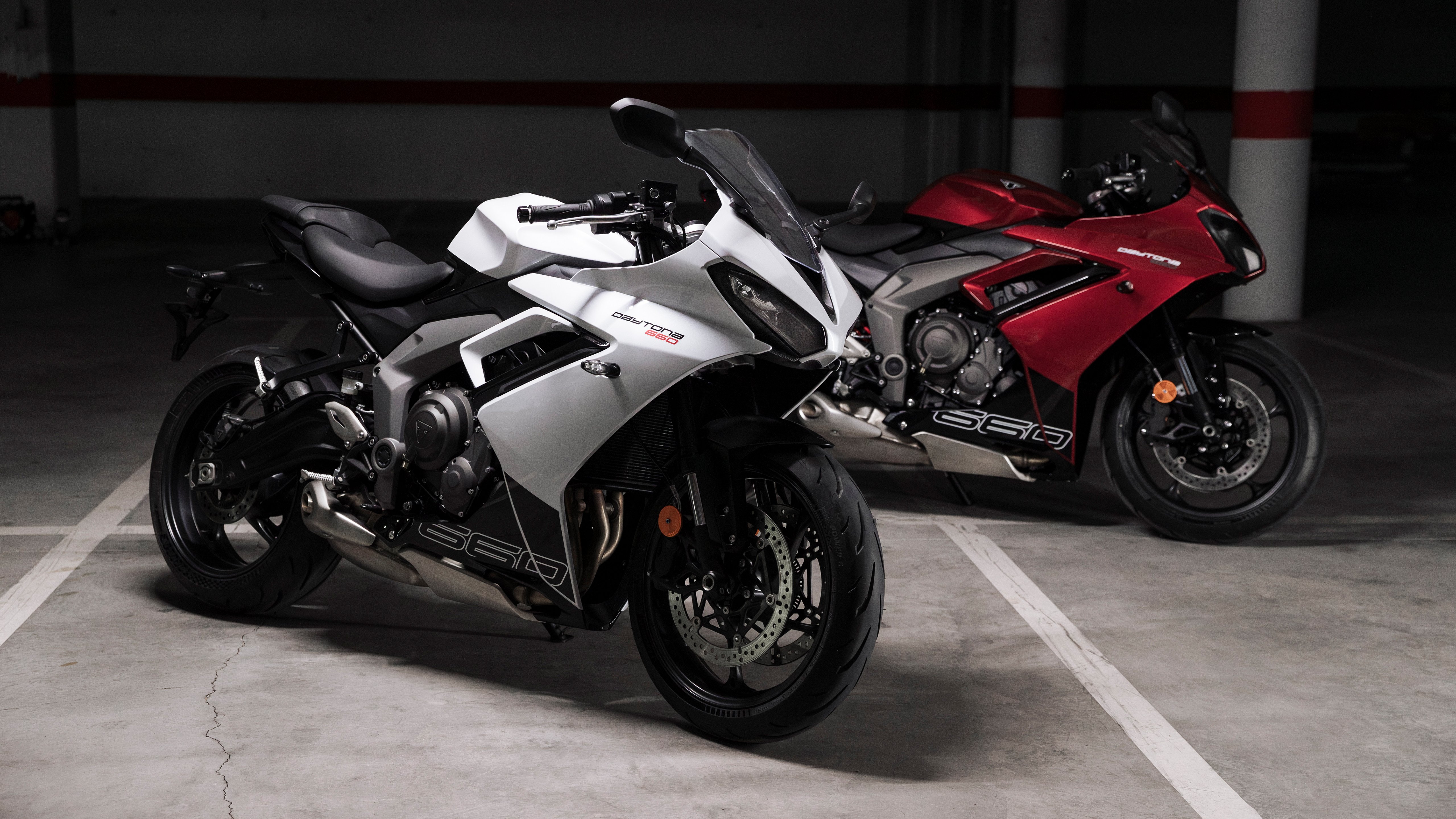 Triumph Daytona 660: Sleek Sportbike Duo 4K 5K Wallpaper