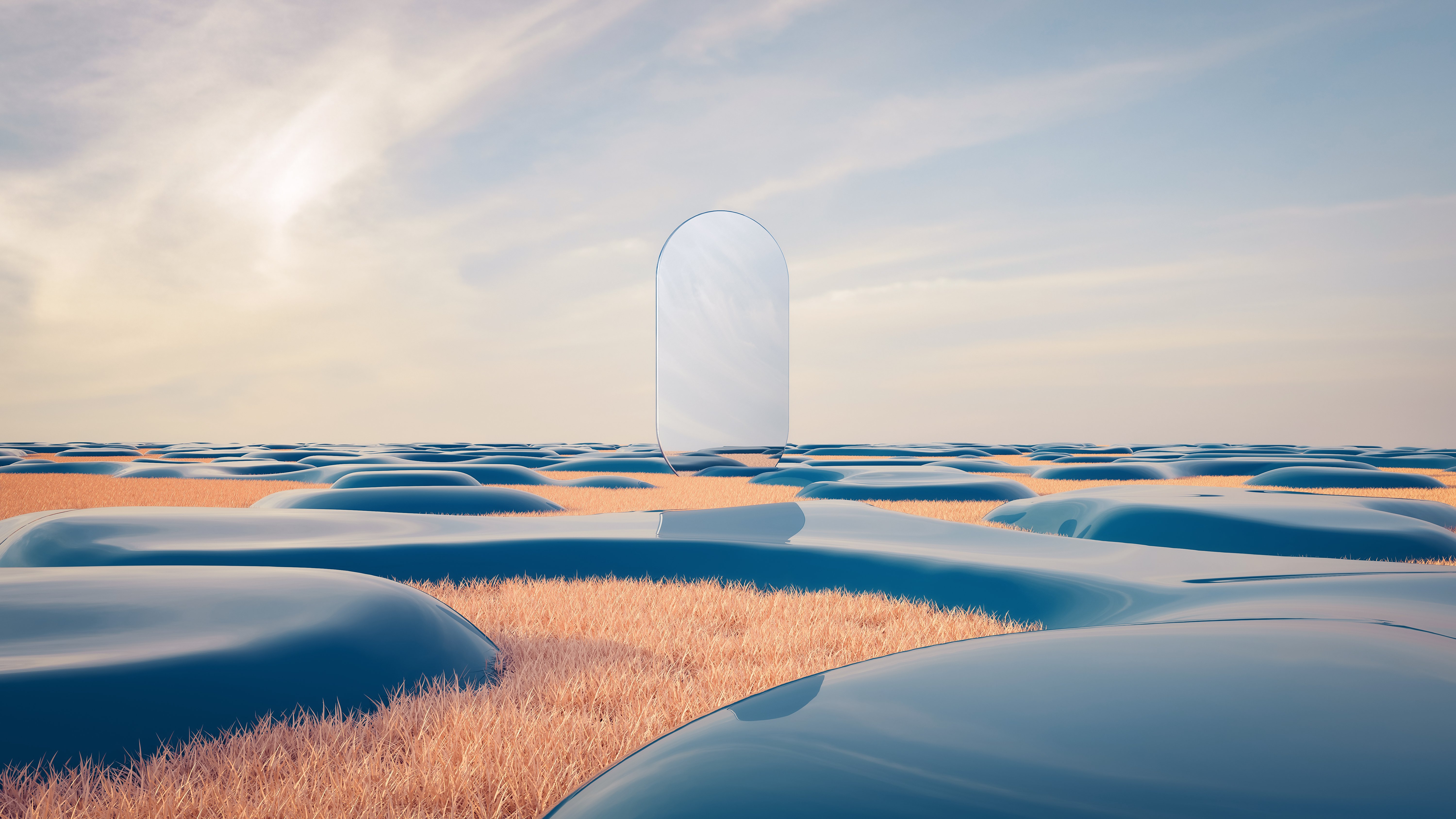 Glass Obelisk: Dreamscape Reflection 4K 5K Wallpaper