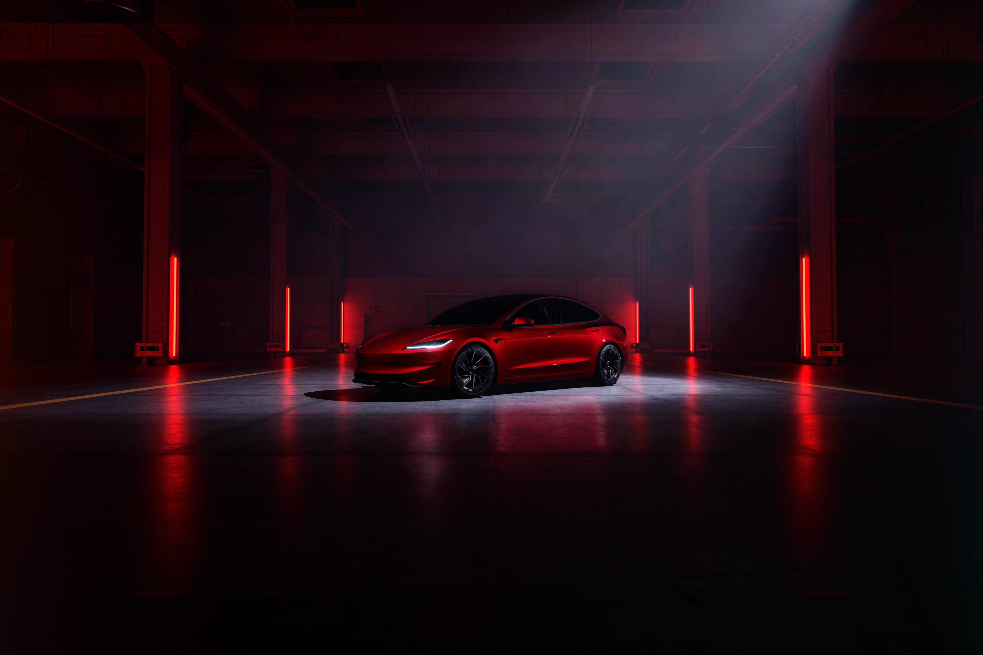 Tesla Model 3: Dark Performance Passion 4K Wallpaper