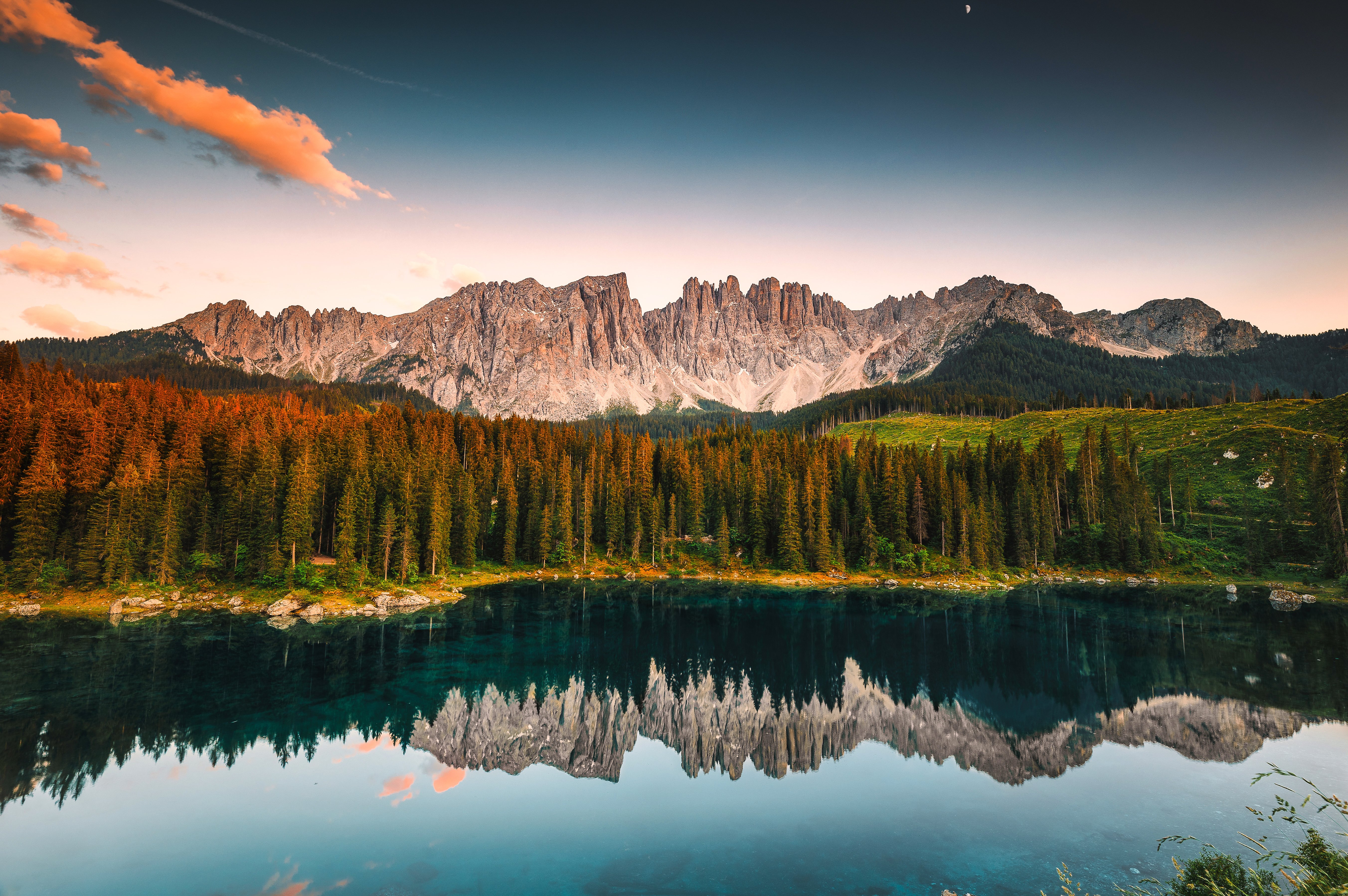 Sunset Serenity at Karersee Lake 4K 5K Wallpaper