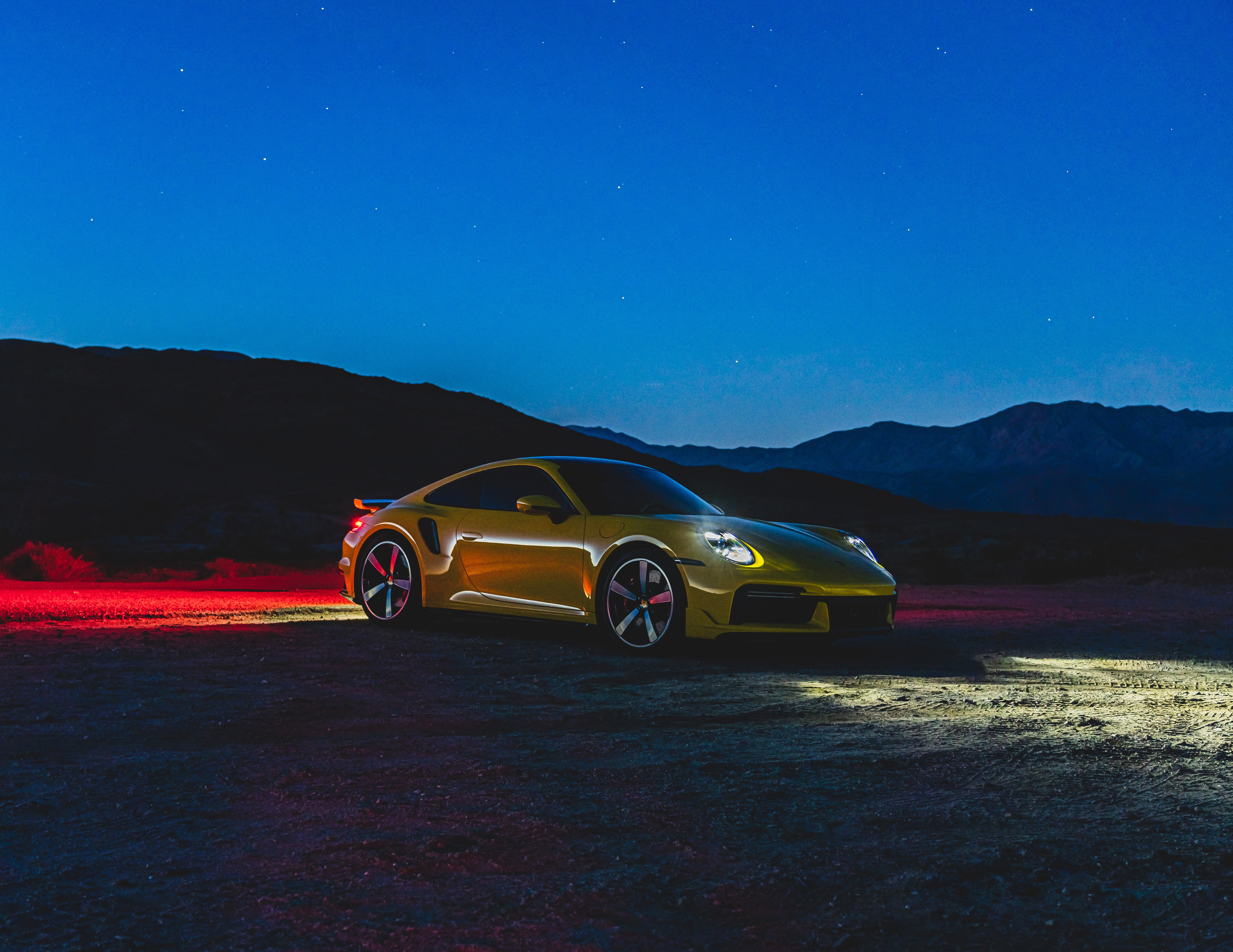 Porsche 911 Turbo: Midnight Mountain Blaze 4K 5K Wallpaper