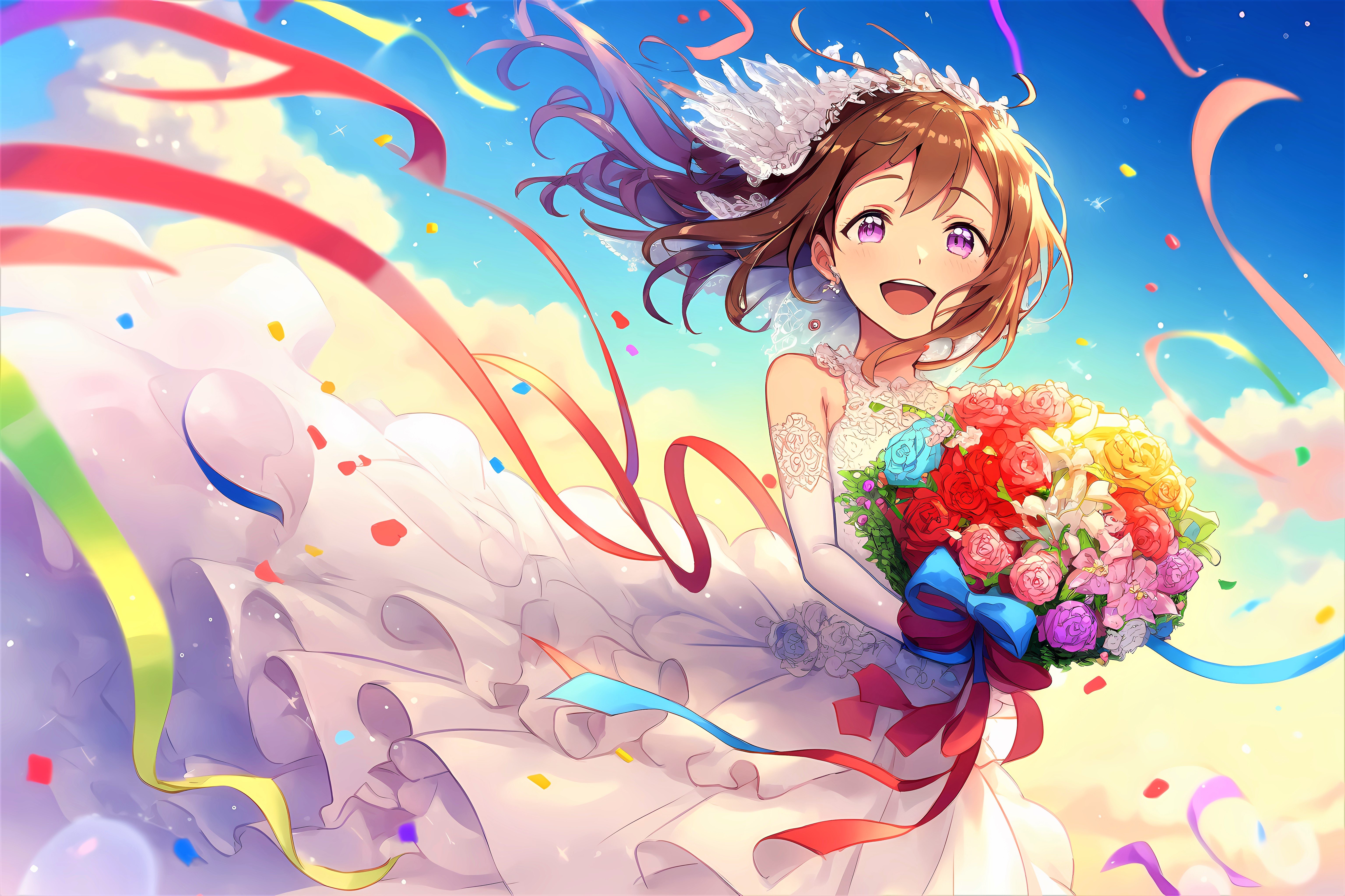 Radiant Bride's Joyful Moment 4K 5K Wallpaper