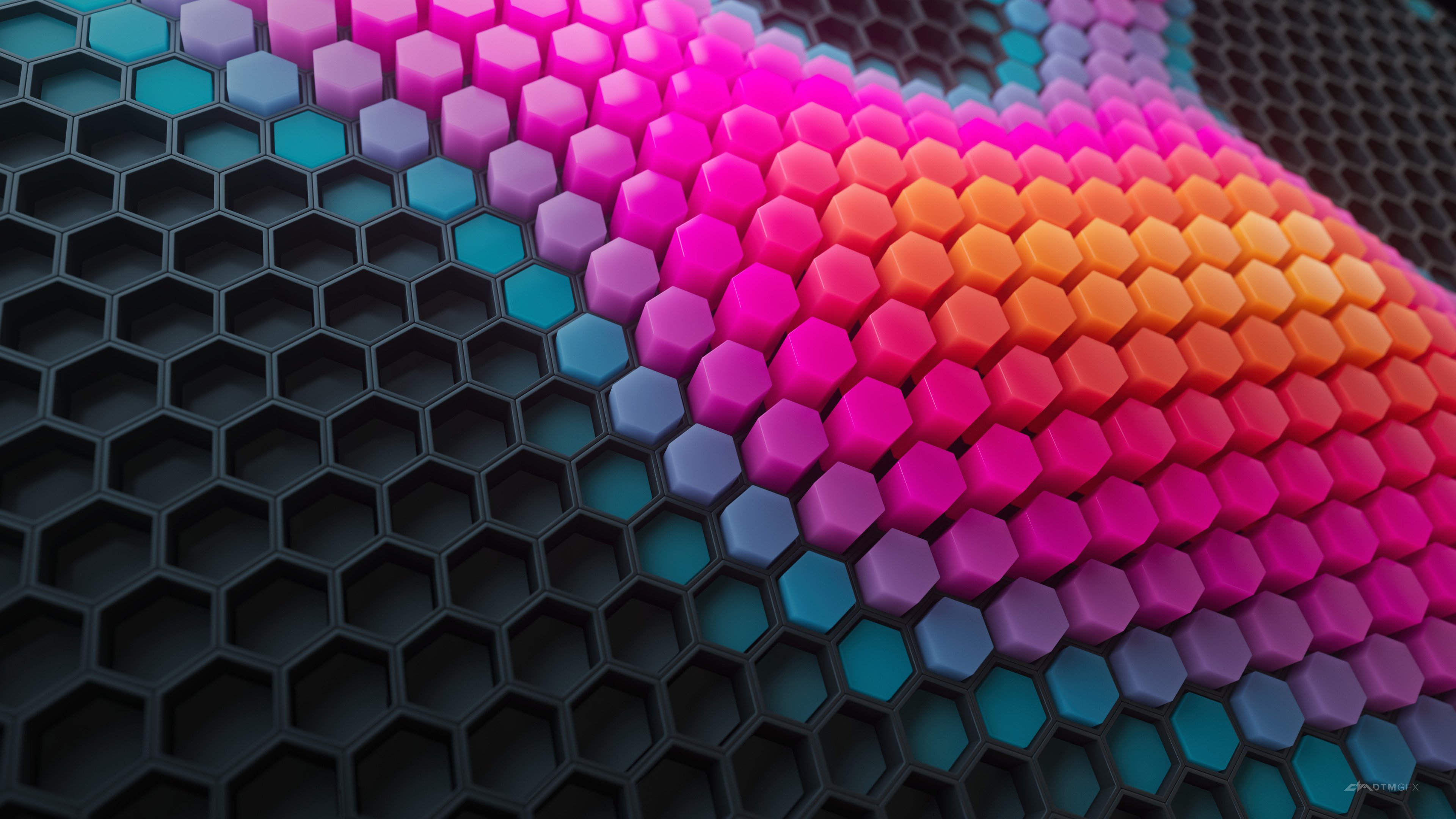 Hexagon Wave: Colorful Geometric Flow 4K Wallpaper