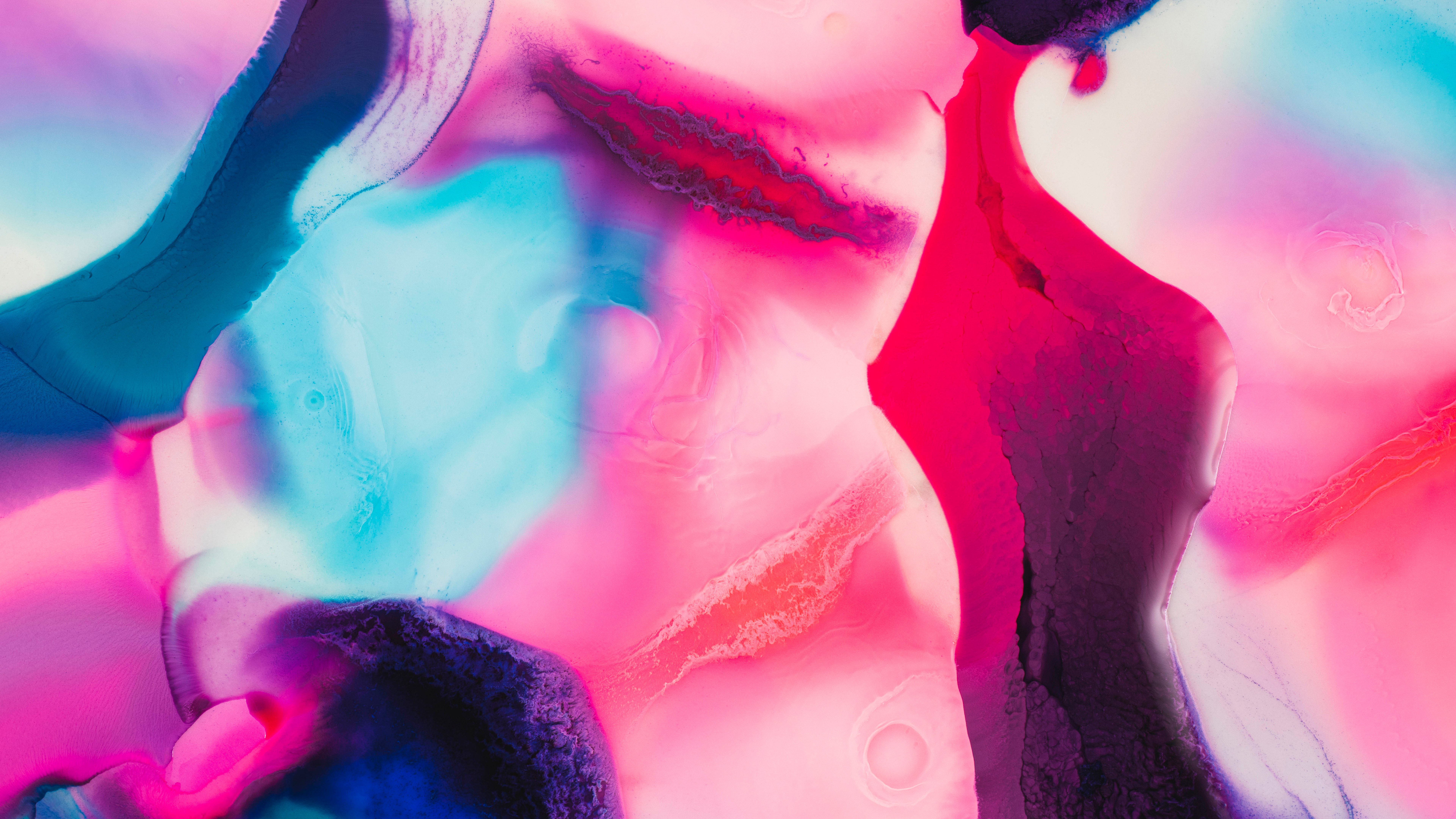 Fluid Dance of Pink & Azure 4K 5K 8K Wallpaper