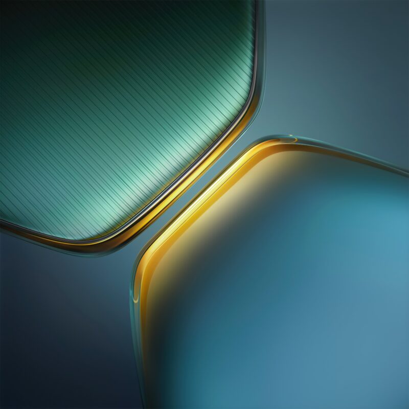 Teal Pentagon: Fluid Curves Collide 4K 5K Wallpaper