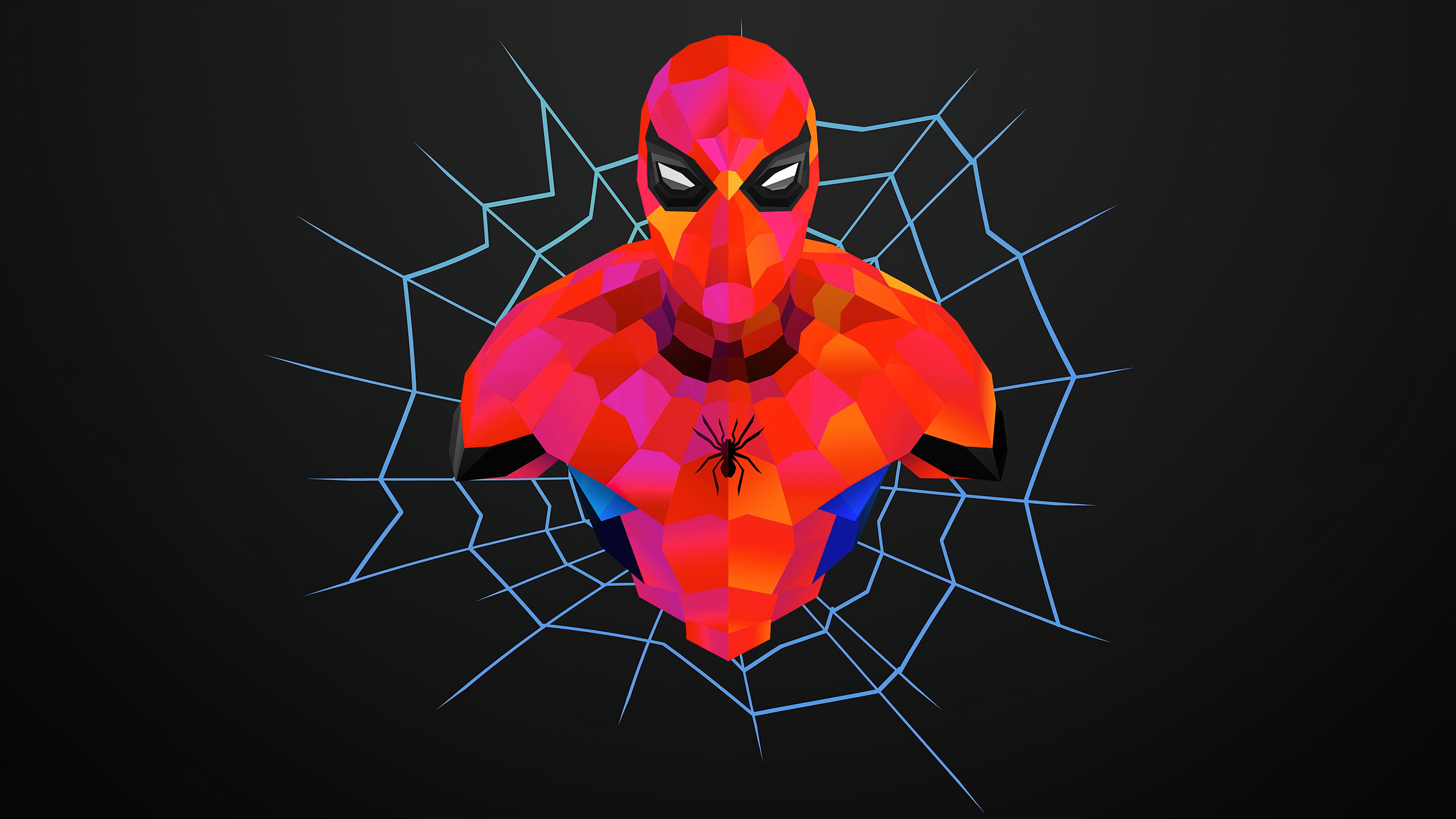 Spidey's Low Poly Web Burst 4K Wallpaper