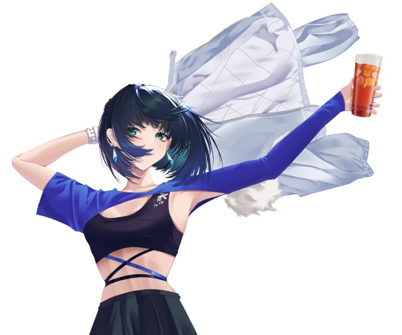 Yelan's Stylish Drink Break 4K Wallpaper