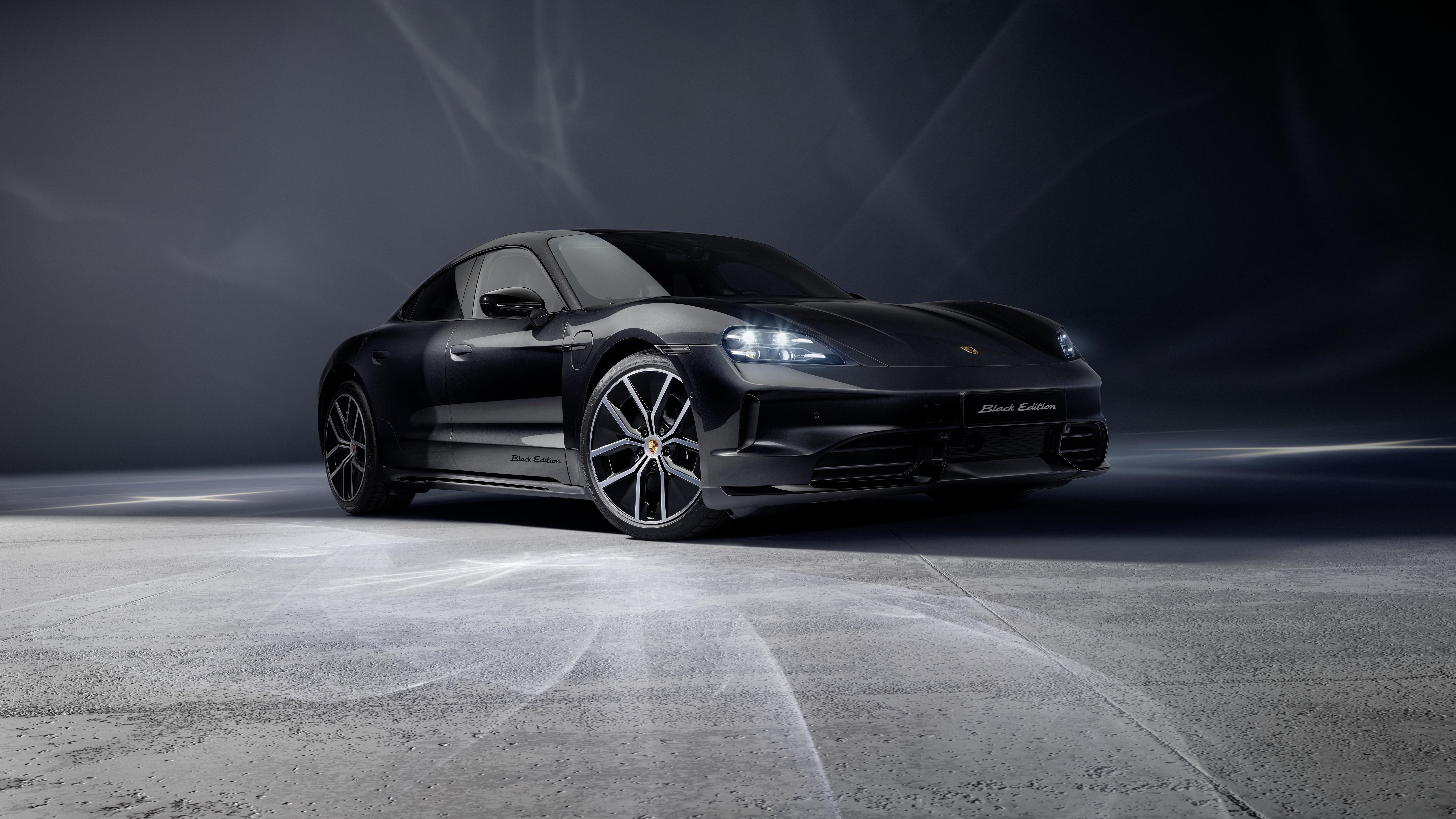 Stealth Taycan 4S: Dark Automotive Elegance 4K 5K Wallpaper