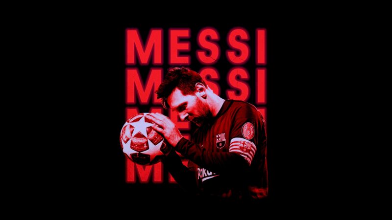 Messi: Football Icon in Red 4K 5K 8K Wallpaper