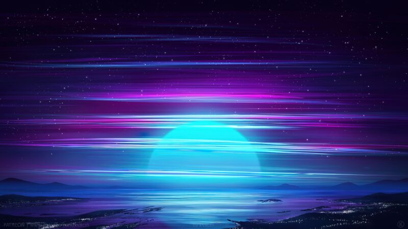 Midnight Vaporwave Sunset Horizon 4K Wallpaper