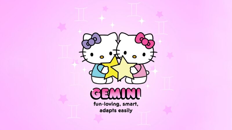 Gemini Kitty: Zodiac Cuties Unite 4K Wallpaper