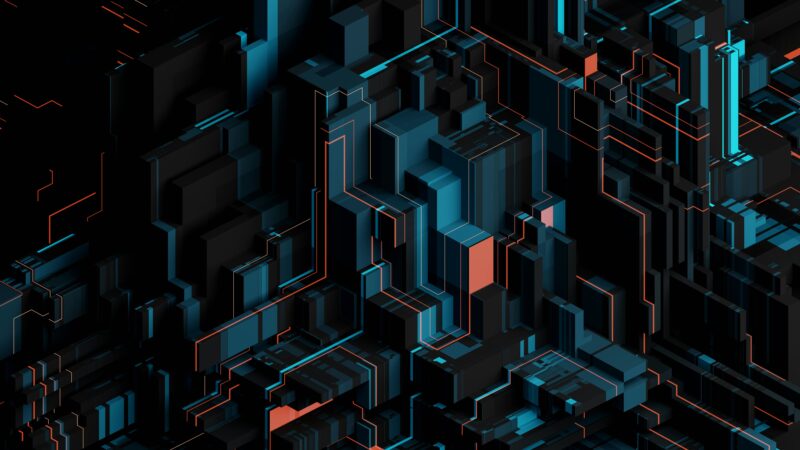 Cybernetic Grid: Digital Labyrinth 4K 5K 8K Wallpaper