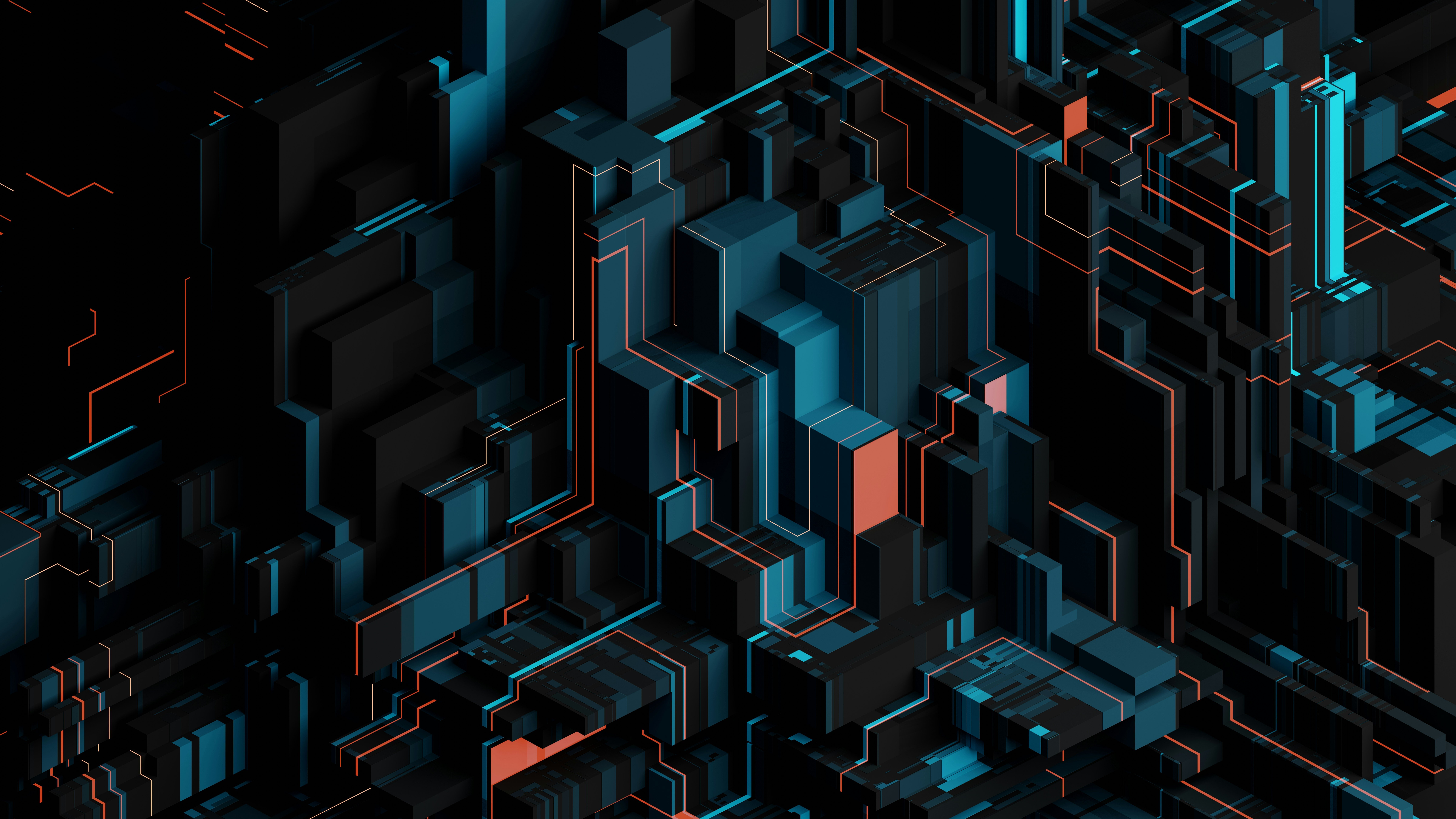 Cybernetic Grid: Digital Labyrinth 4K 5K 8K Wallpaper