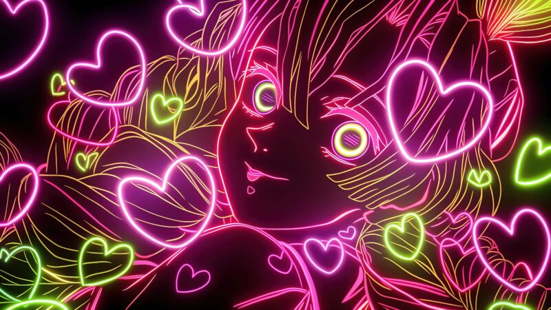 Mitsuri's Neon Love Glow 4K 5K Wallpaper