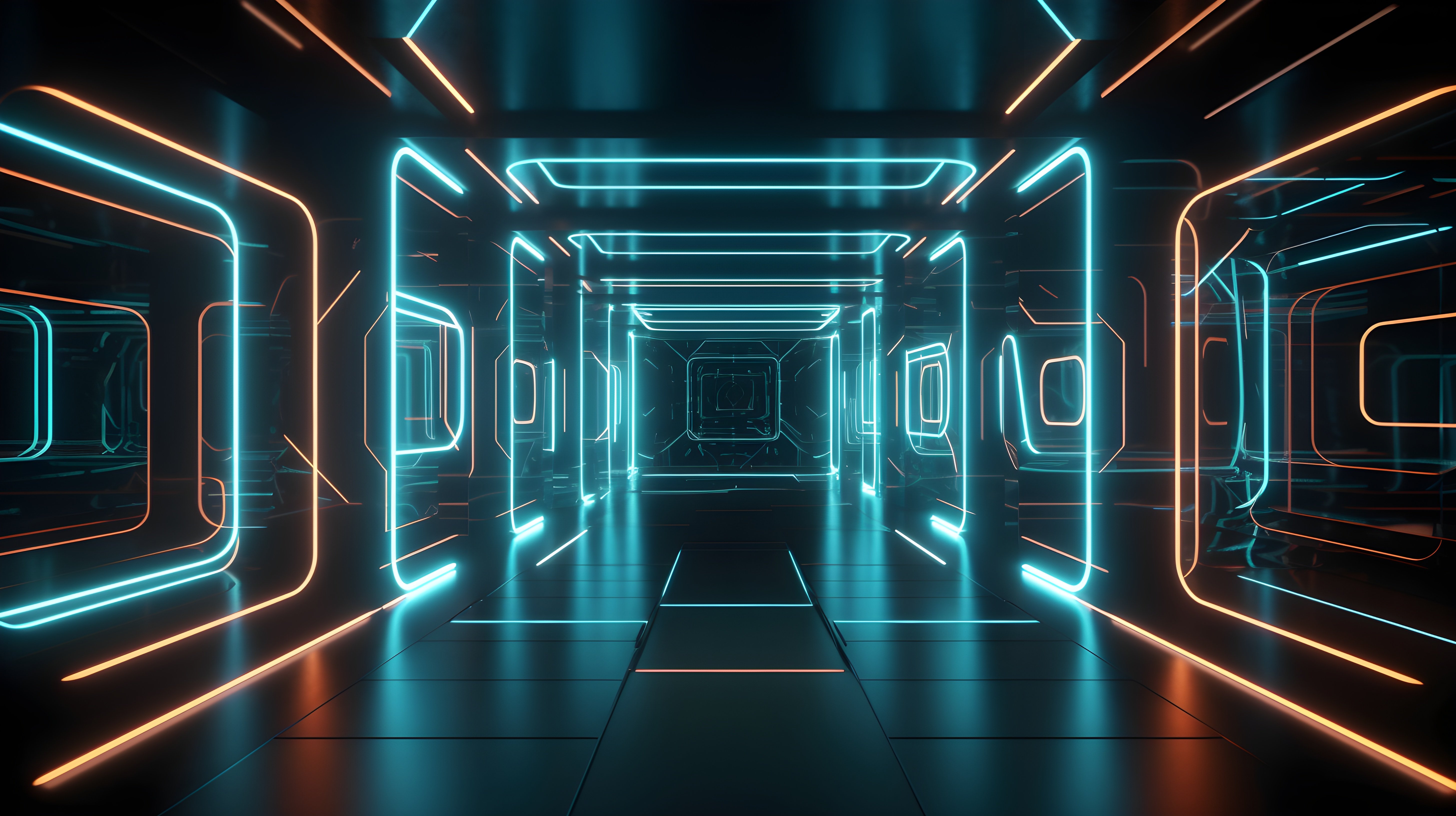 Neon Corridor: Digital Dreamscape 4K 5K Wallpaper
