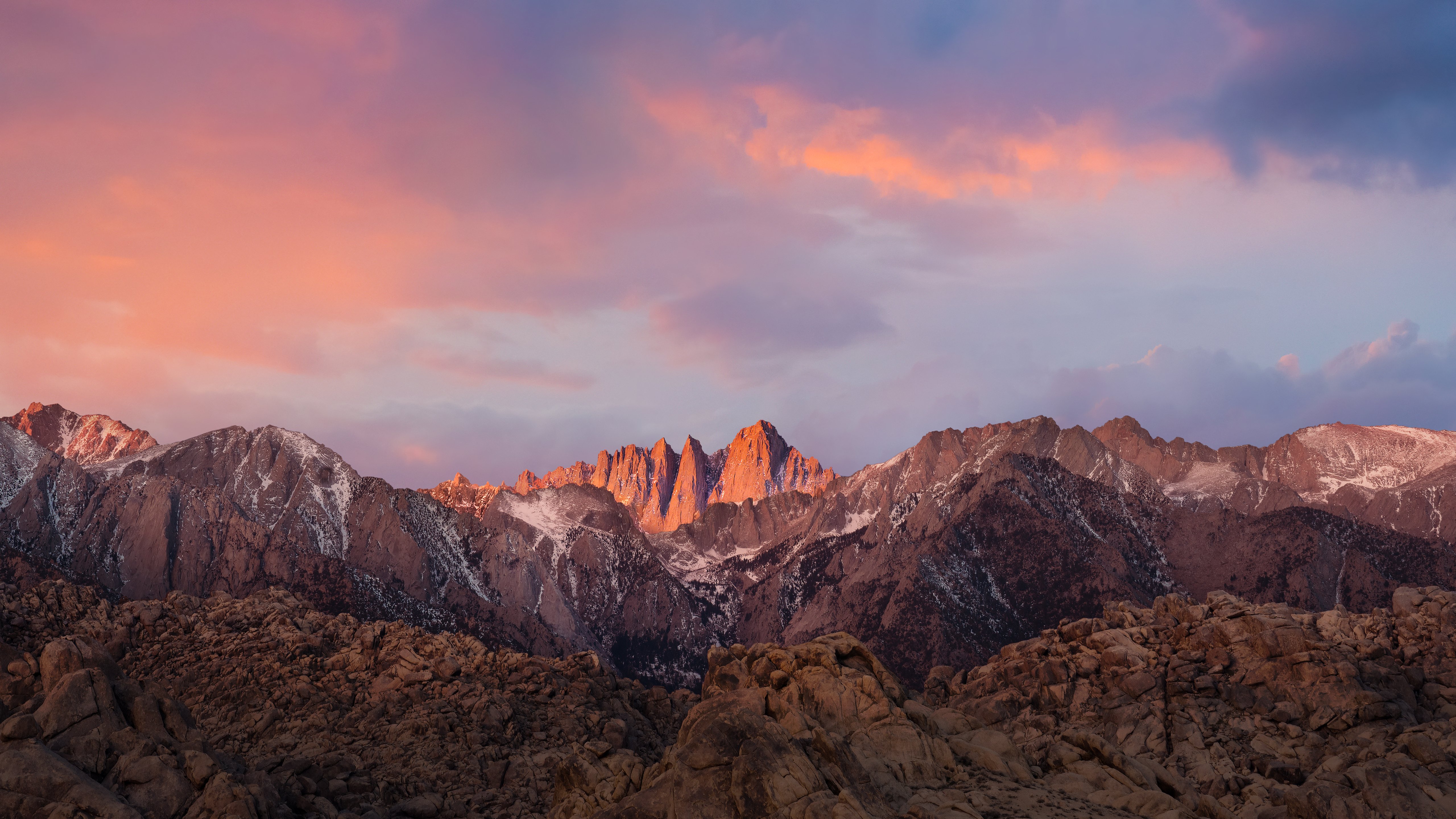Sierra Nevada Sunset Over Mount Whitney 4K 5K Wallpaper