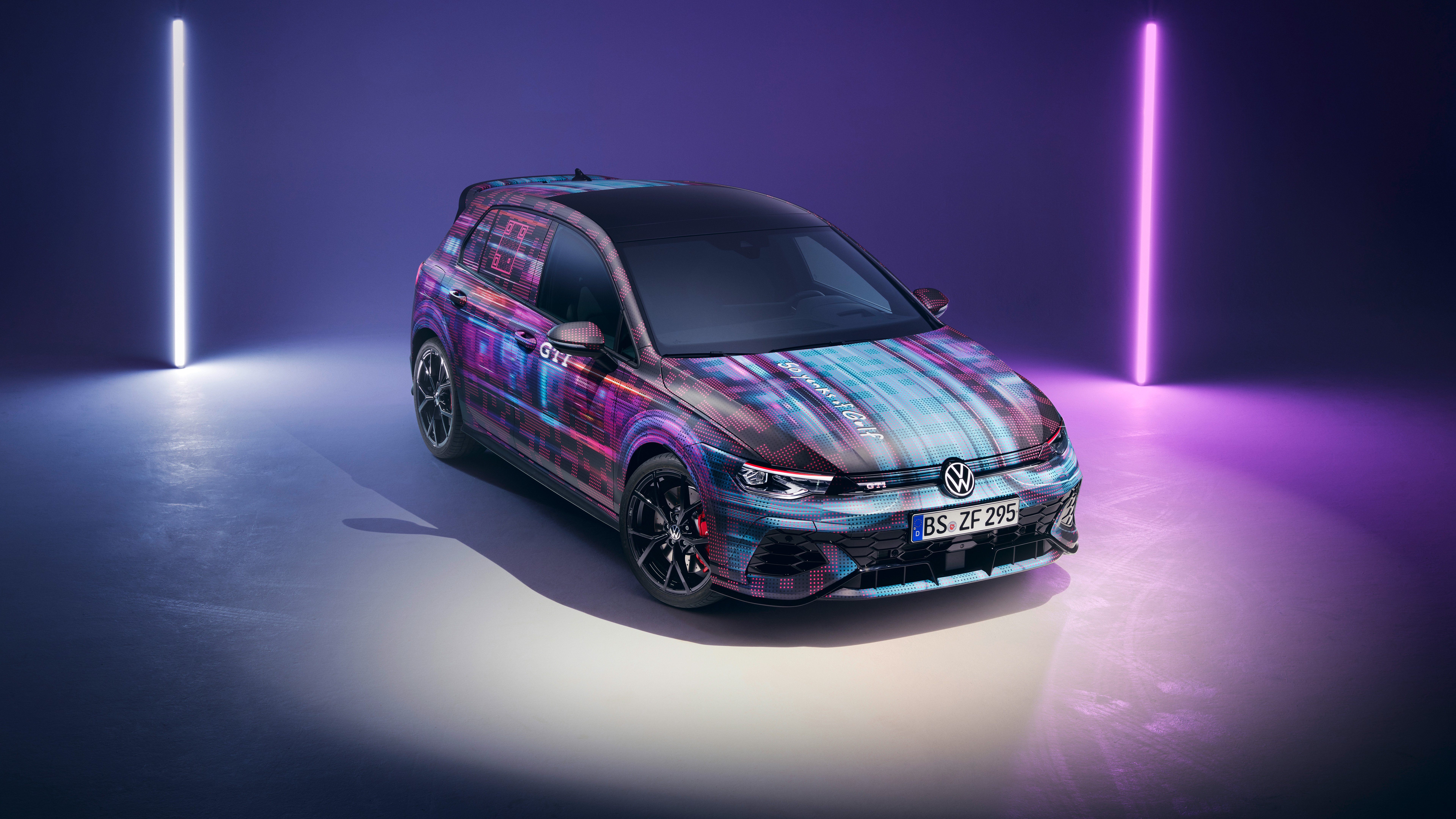 VW Golf GTI: Neon Night Rider 4K 5K 8K Wallpaper
