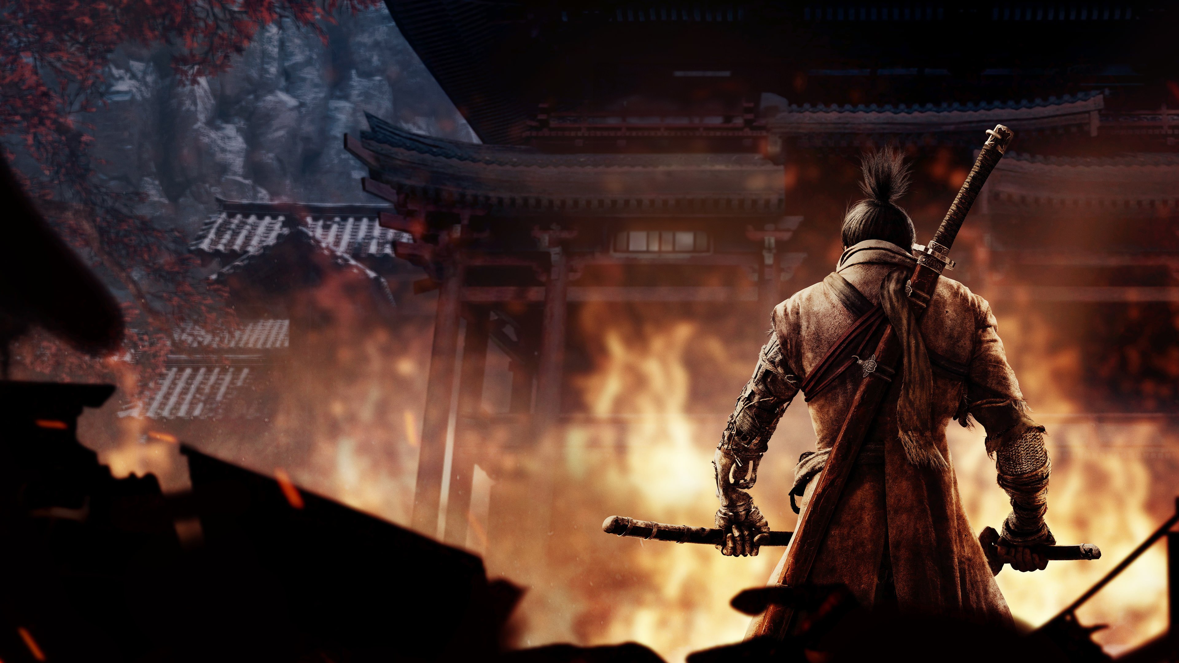 Sekiro: Epic Shadow Warrior Battle 4K Wallpaper