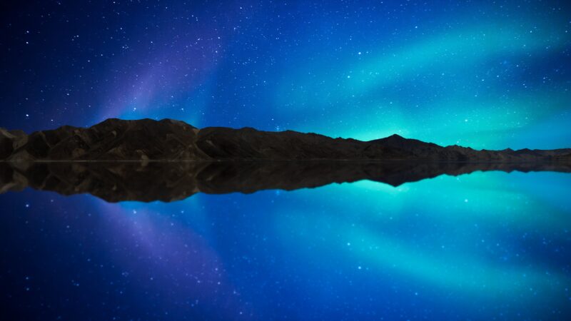 Mirror Lake: Celestial Mountain Silhouette 4K 5K 8K Wallpaper