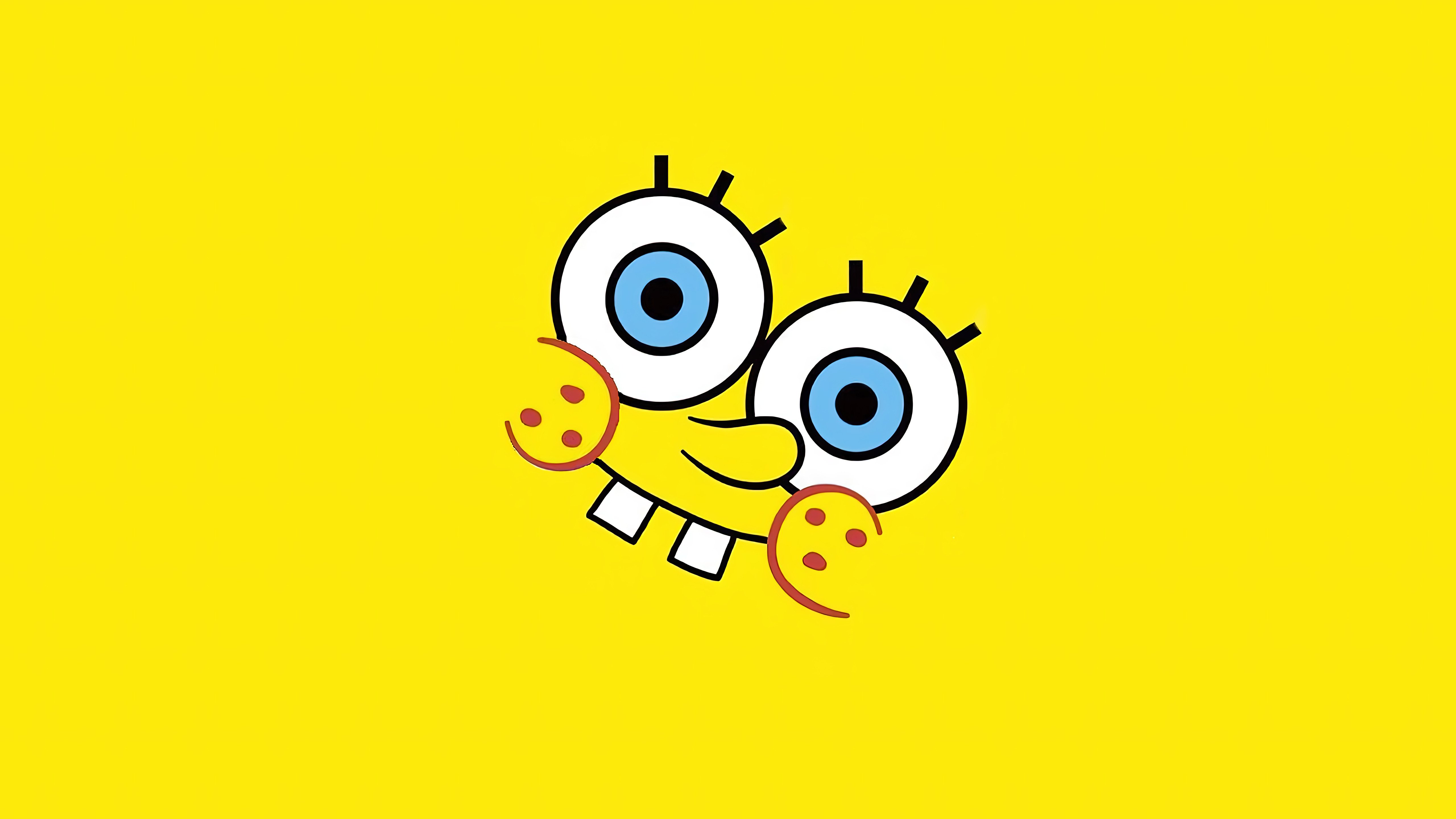 SpongeBob Minimalist Smiley Face Art 4K 5K Wallpaper