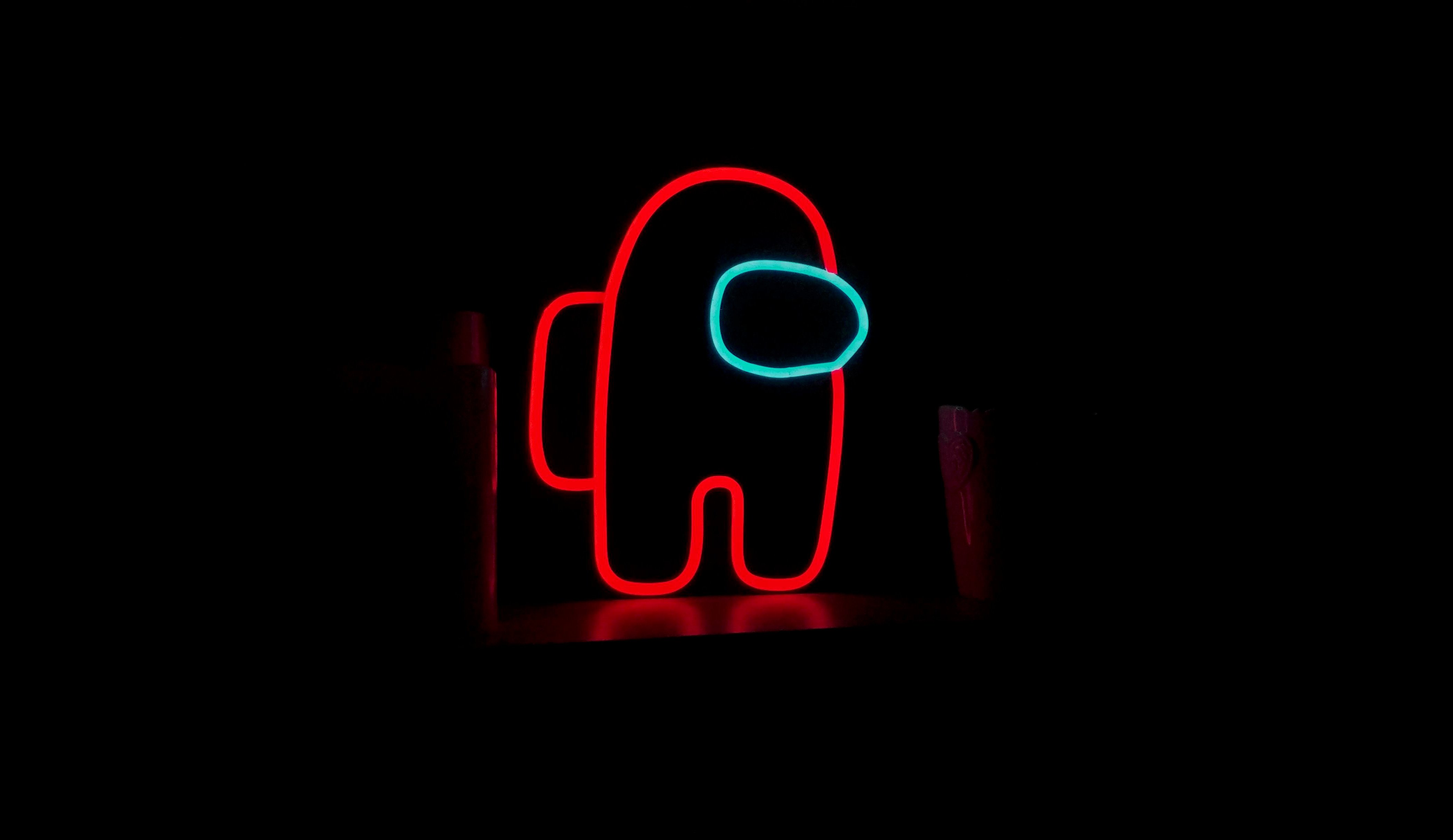Among Us Neon Glow Minimalist Design 4K Wallpaper
