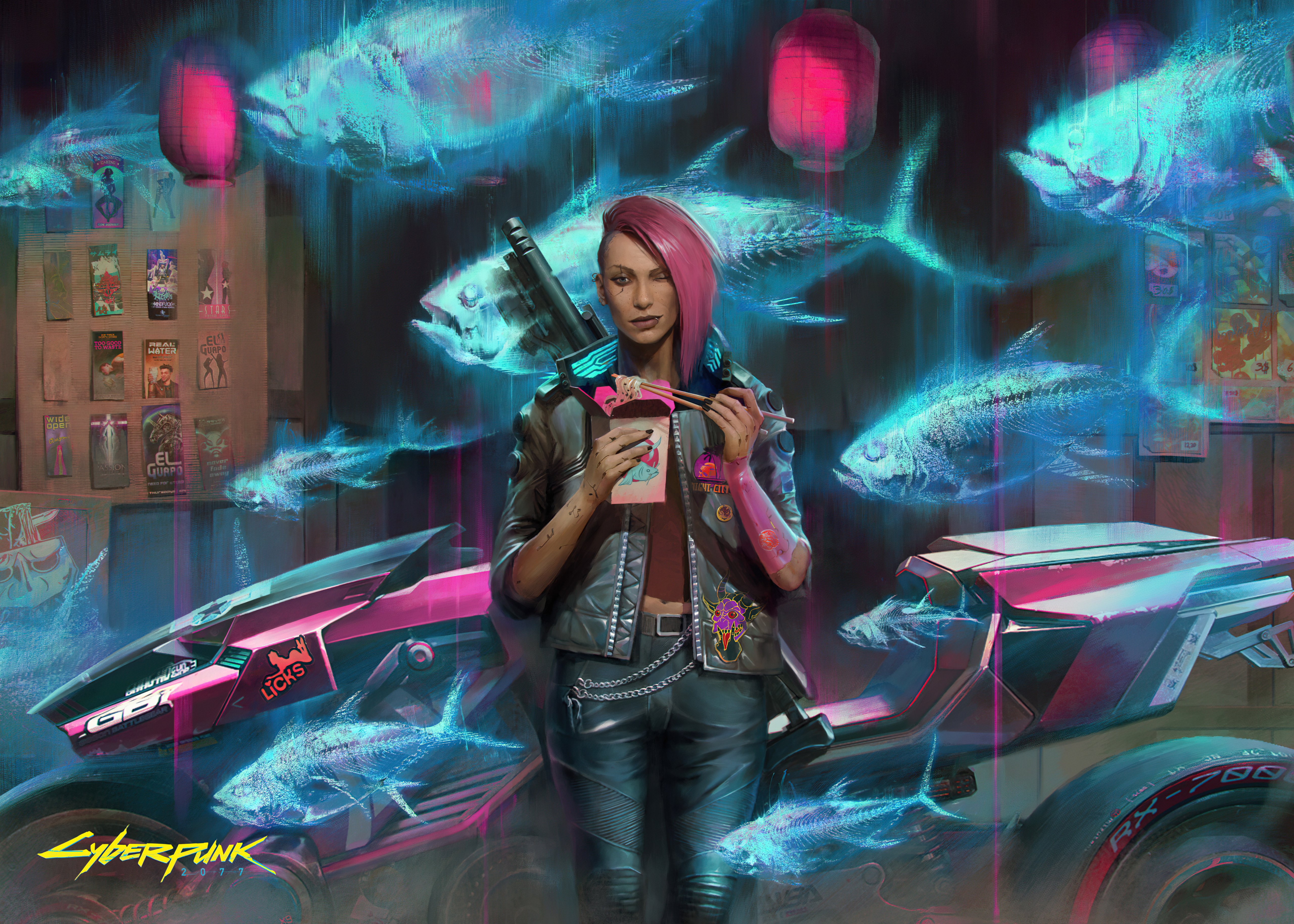 V's Neon Night in Night City 4K 5K Wallpaper