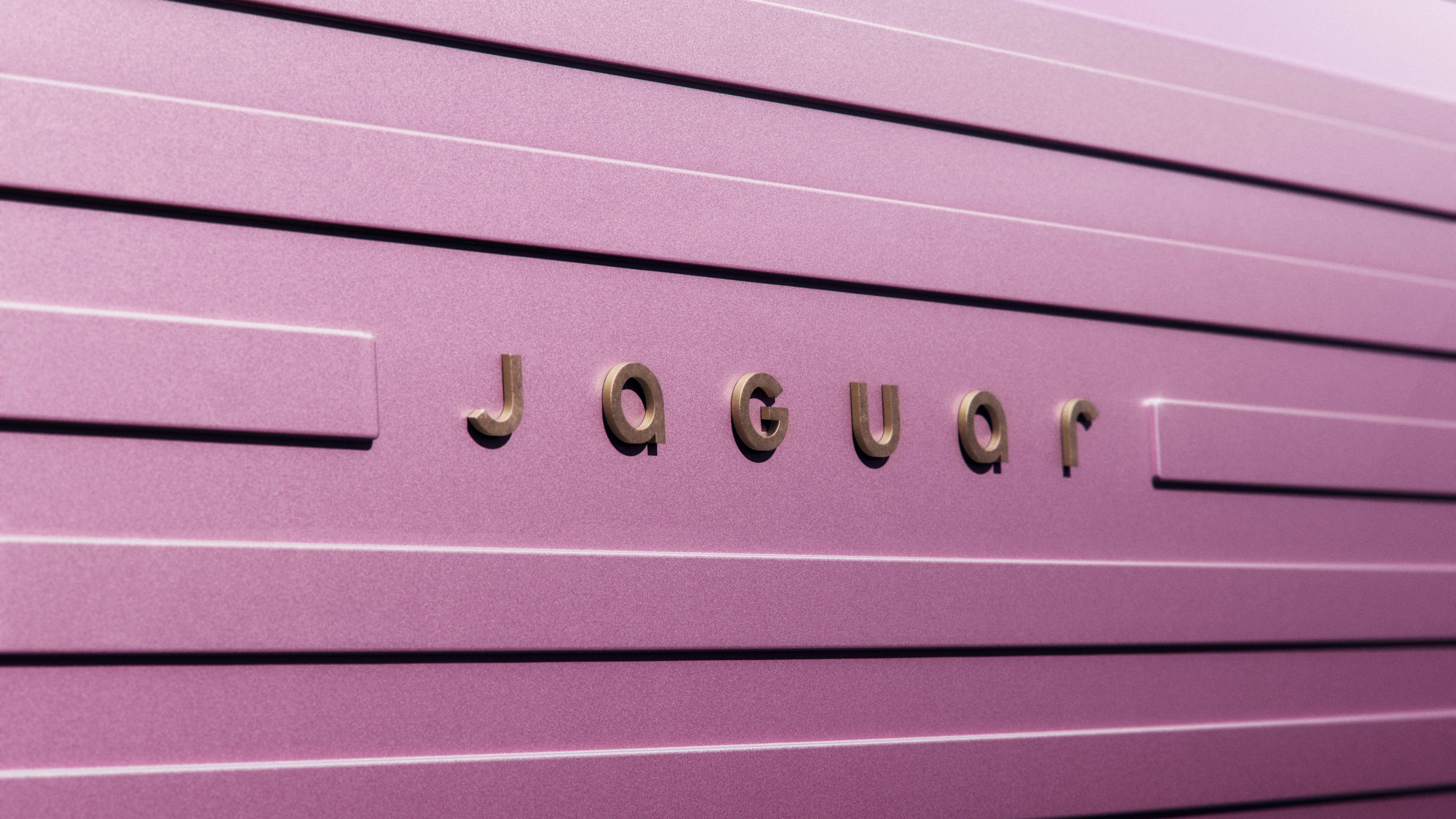 Jaguar Logo on Dusty Pink Surface 4K 5K 8K Wallpaper