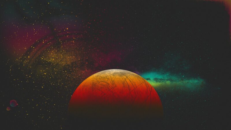 Red Planet's Cosmic Descent 4K 5K Wallpaper