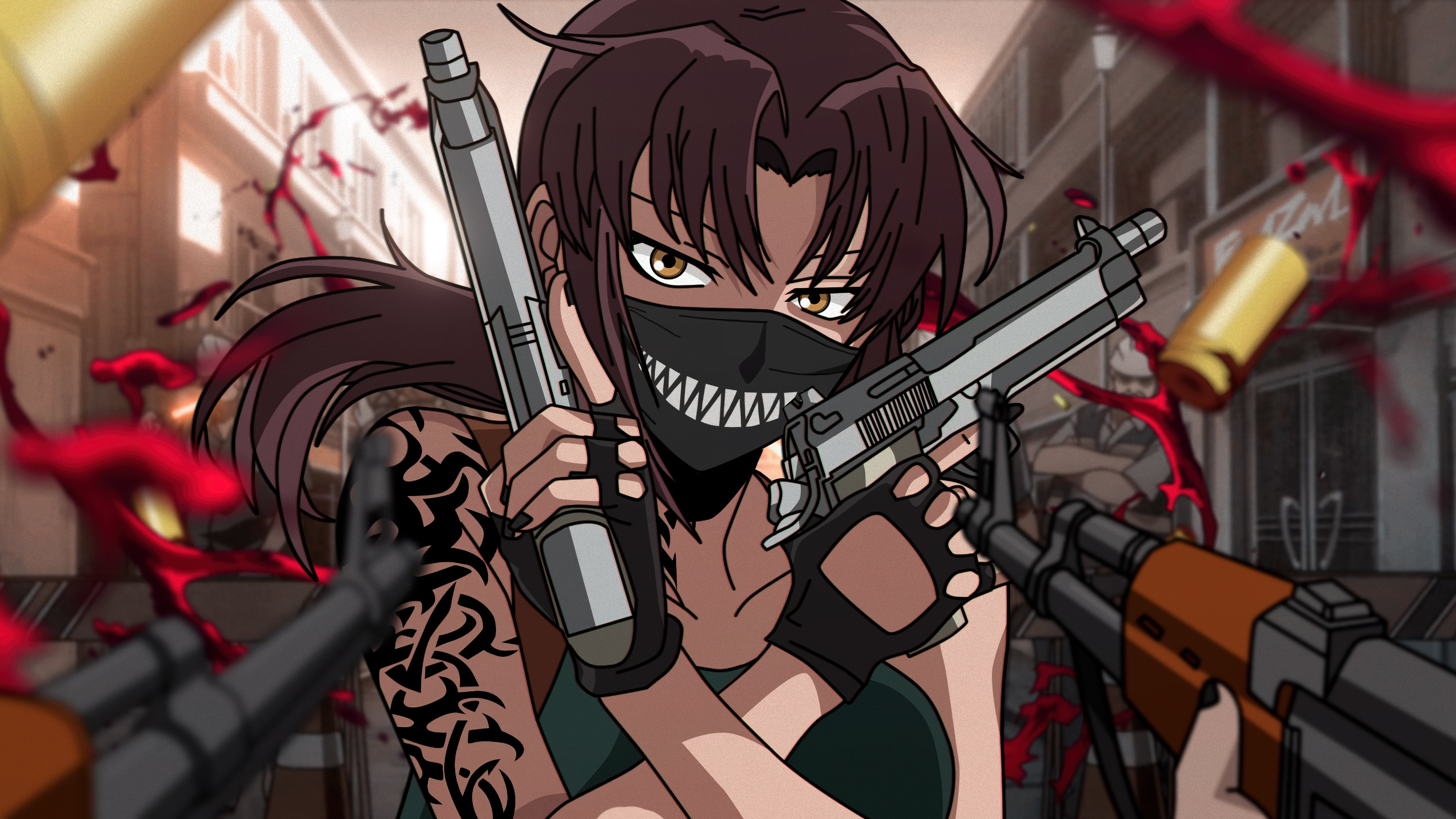 Revy: Guns Blazing in Brutal Action 4K 5K Wallpaper
