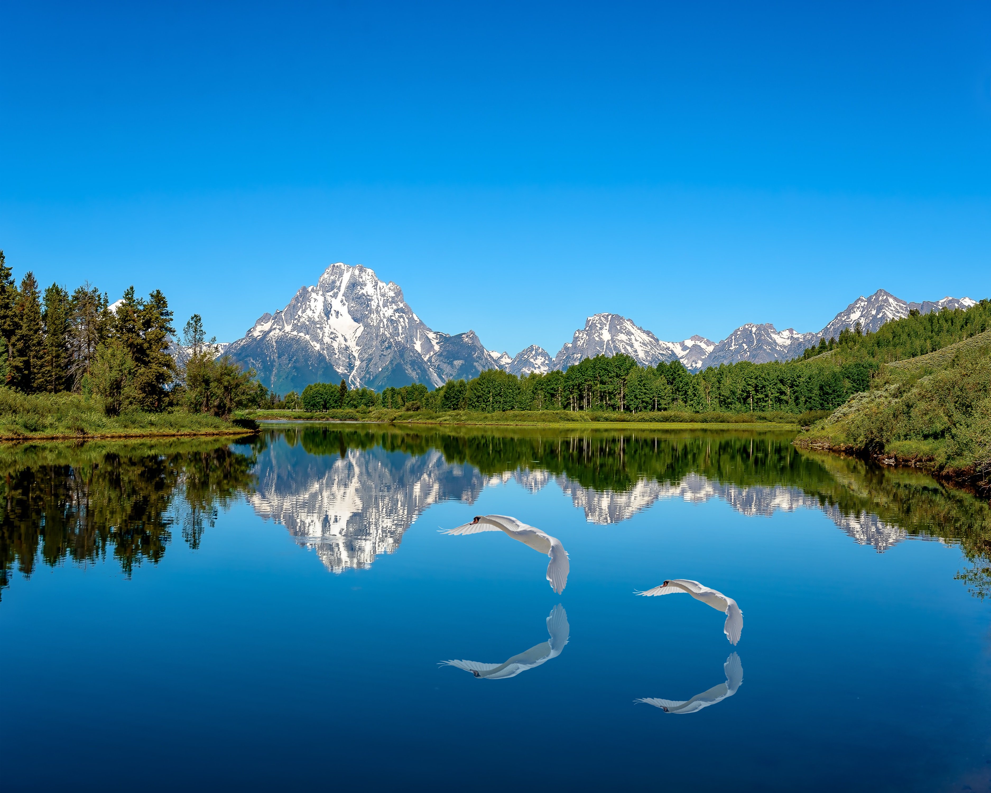 Serene Reflections of Mountain Majesty Wallpaper