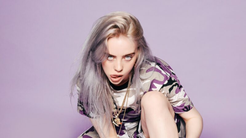 Billie Eilish: Purple Mood Vibes 4K 5K Wallpaper