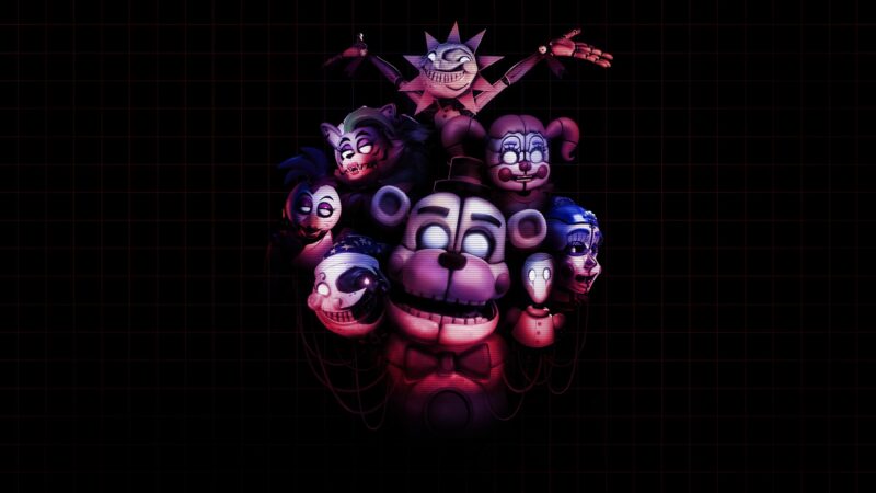 FNAF Nightmare Cluster: Haunting Animatronic Faces 4K Wallpaper