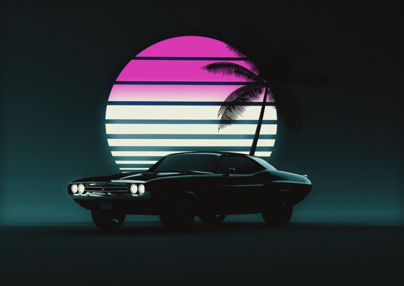 Retrowave Muscle Ride 4K Wallpaper
