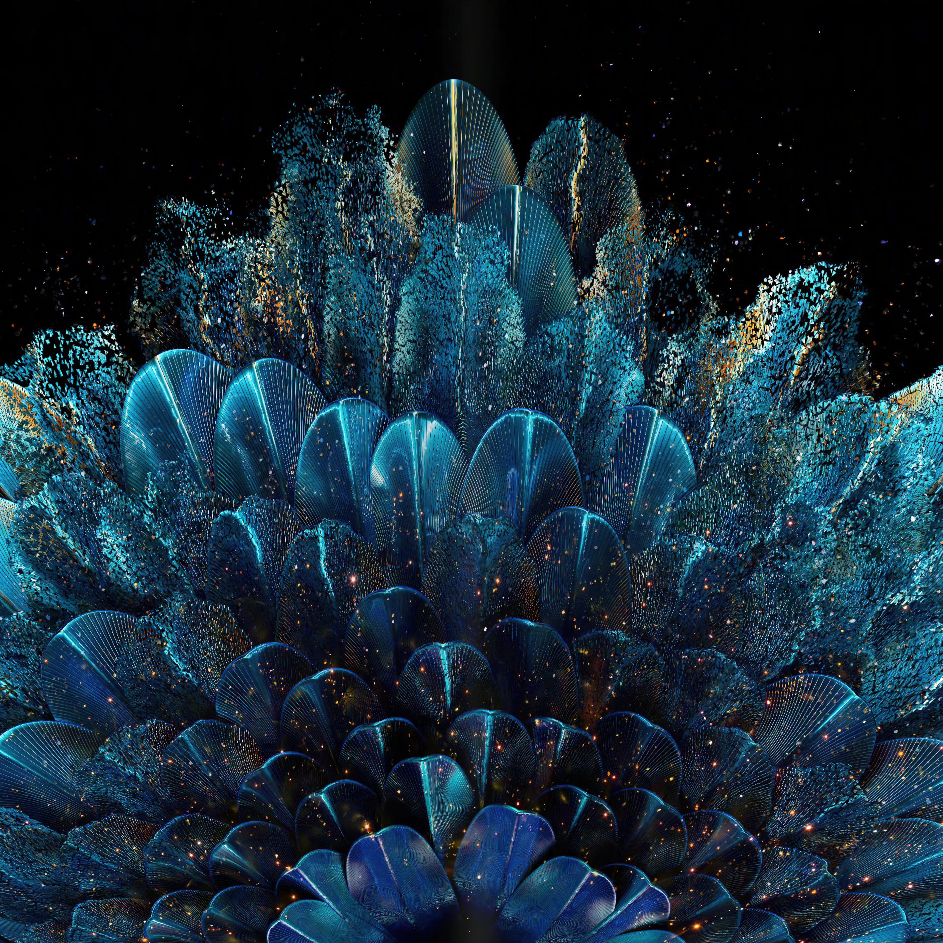 Sapphire Digital Bloom 4K Wallpaper