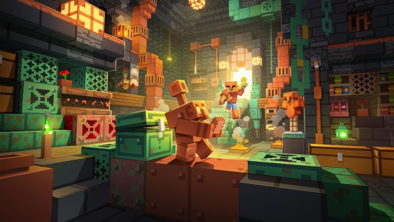 Minecraft Copper Chronicles: Blocky Brilliance 4K 5K Wallpaper