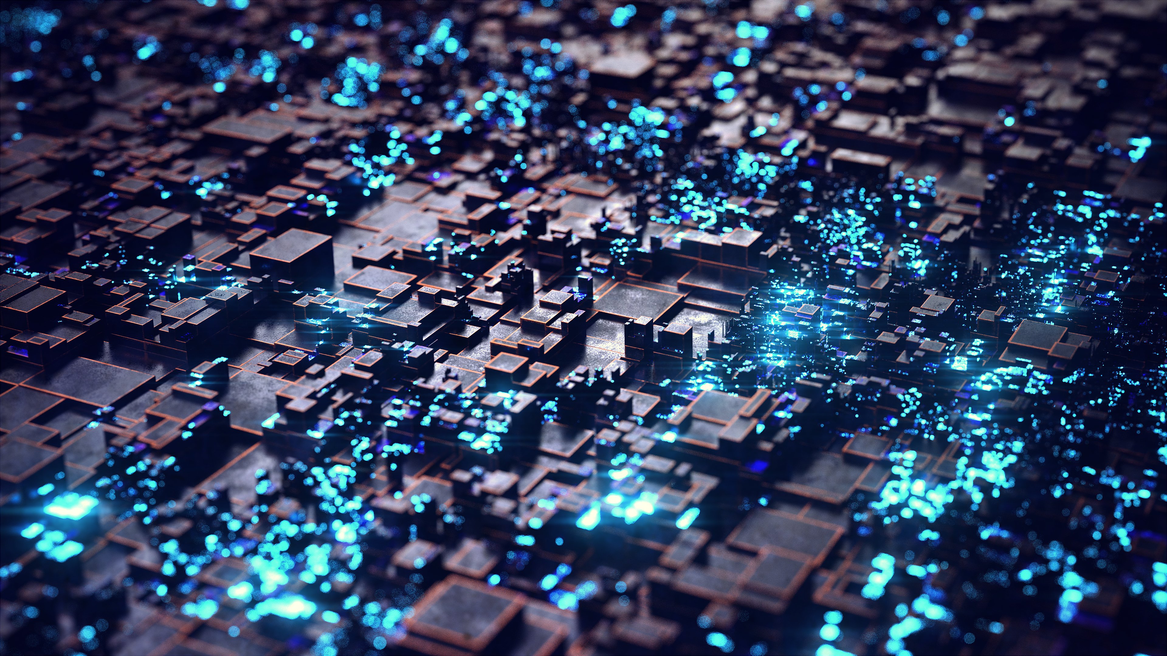 Cyber Greebles: Digital Metropolis 4K Wallpaper