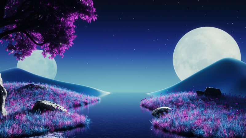 Moonlit Lavender Dreamscape 4K Wallpaper