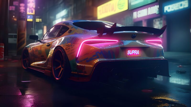 Supra: Neon Night Rider 4K Wallpaper