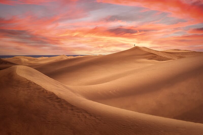 Solitude in Desert Sunset 4K 5K Wallpaper