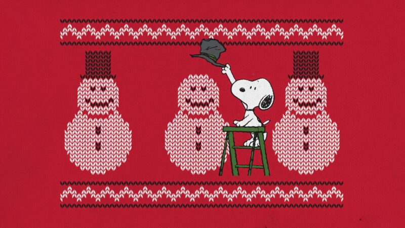 Snoopy's Snowman Sweater Party 4K 5K Wallpaper