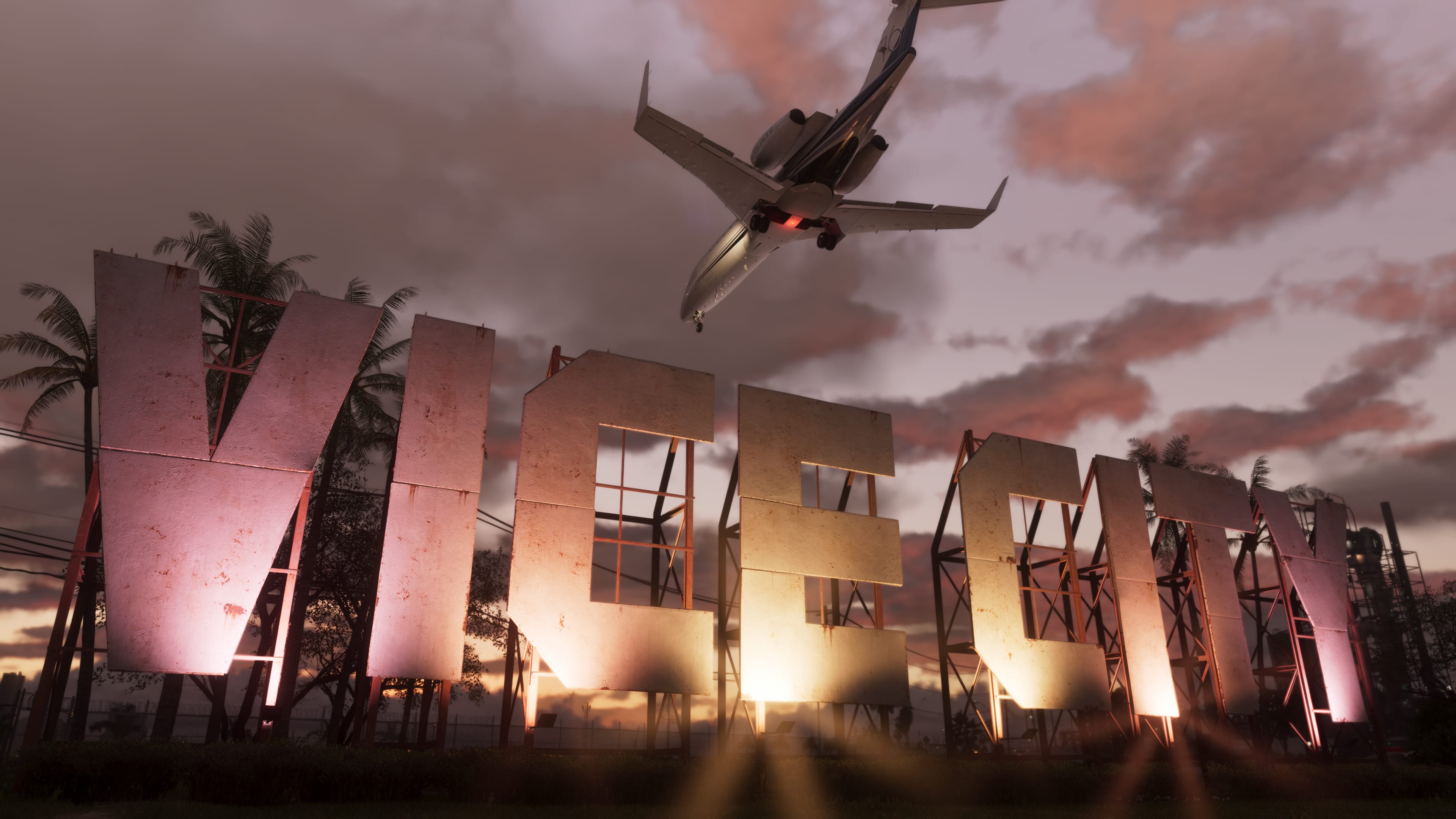 Vice City Nights: Aerial Escape 4K Wallpaper