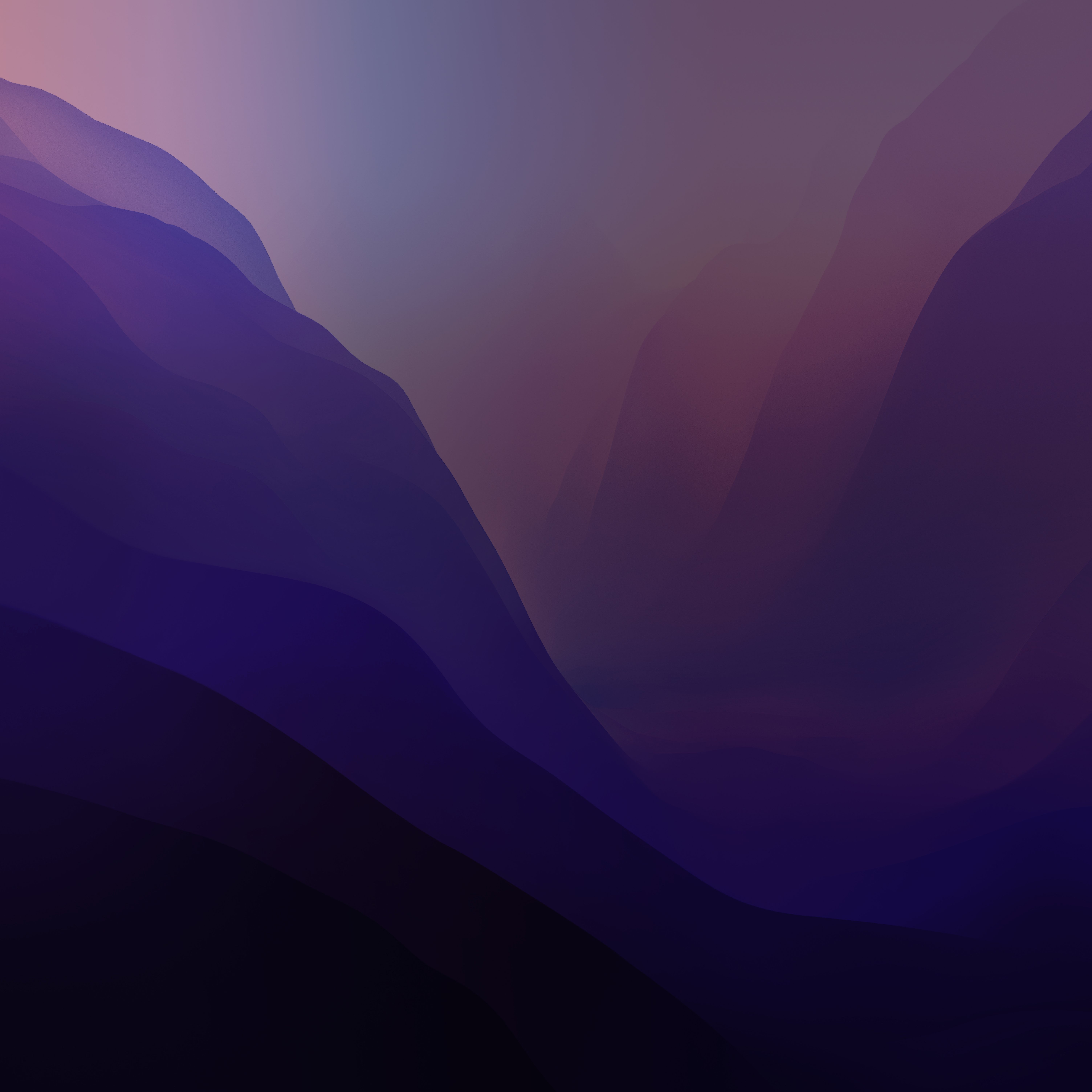 Monterey Layers: Dark Purple Waves 4K 5K Wallpaper