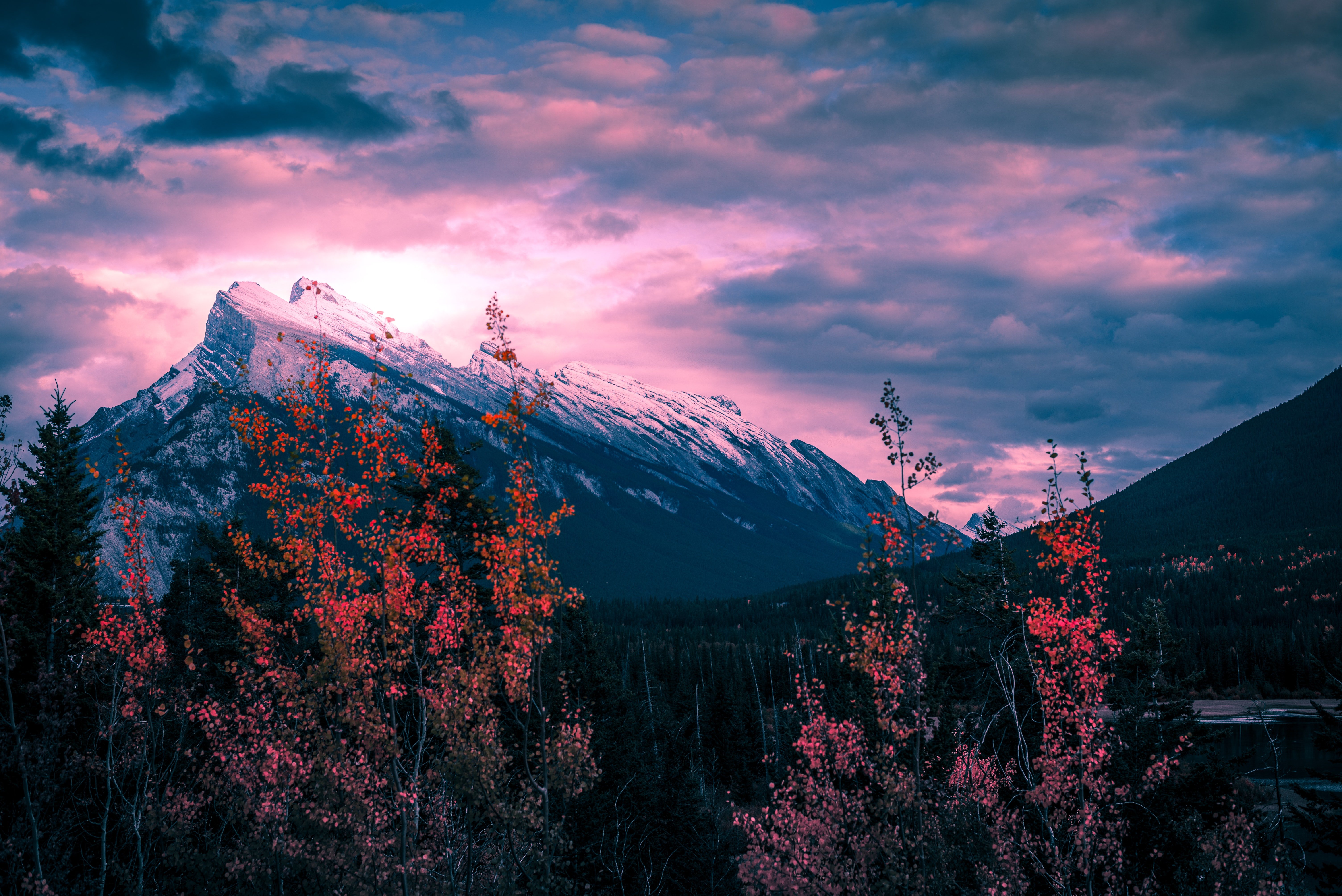 Mount Rundle's Golden Hour Magic 4K 5K Wallpaper