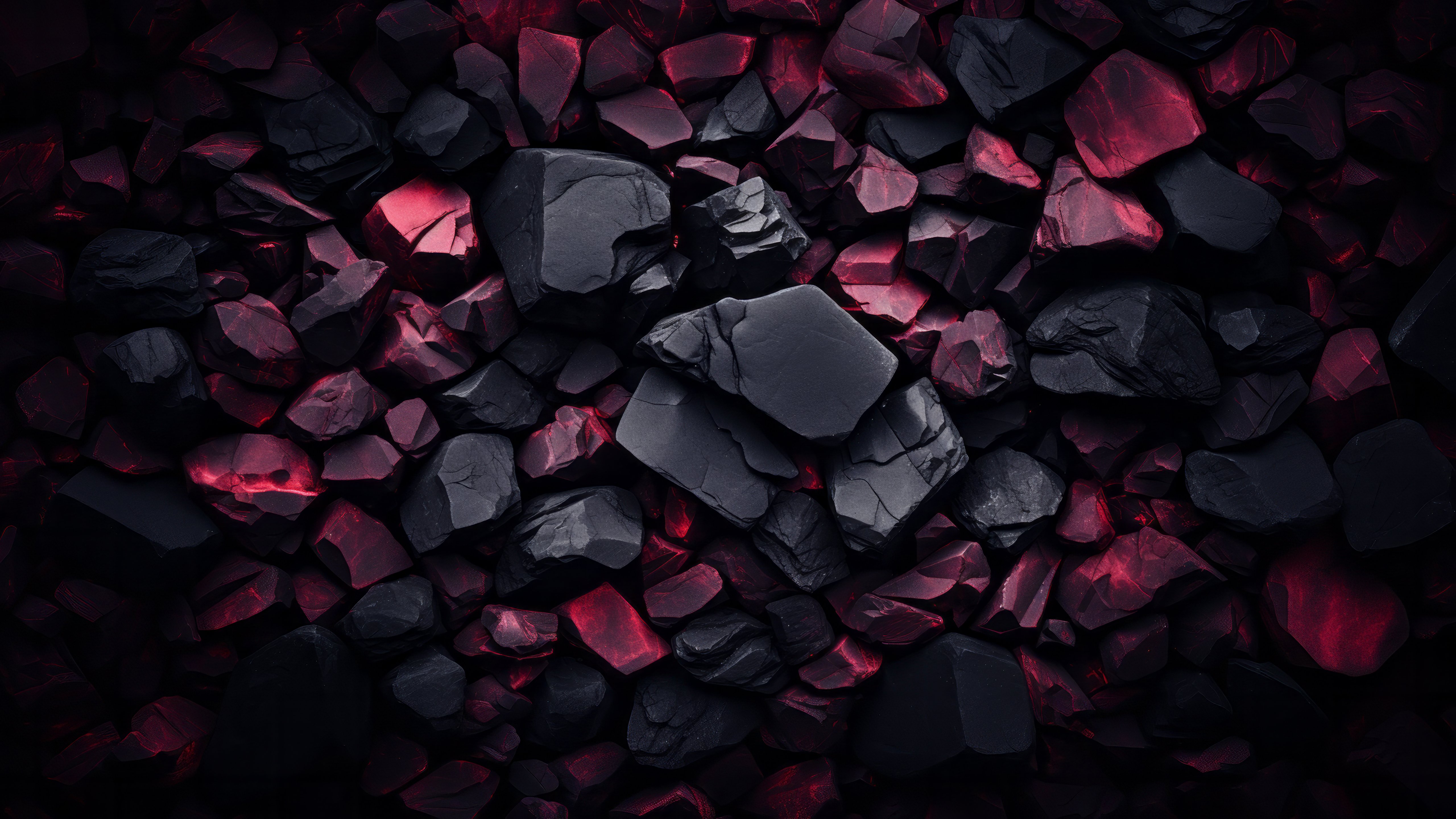 Fractured Stone: Dark Volcanic Landscape 4K 5K Wallpaper