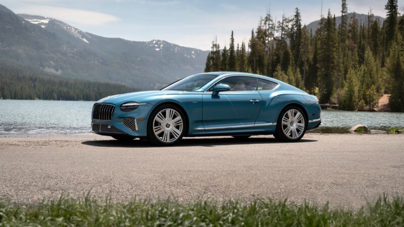 Azure Bentley: Luxury Meets Mountain Serenity 4K 5K 8K Wallpaper