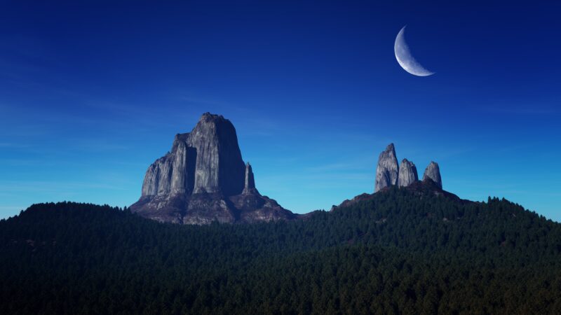 Moonlit Mountain Silhouettes 4K Wallpaper