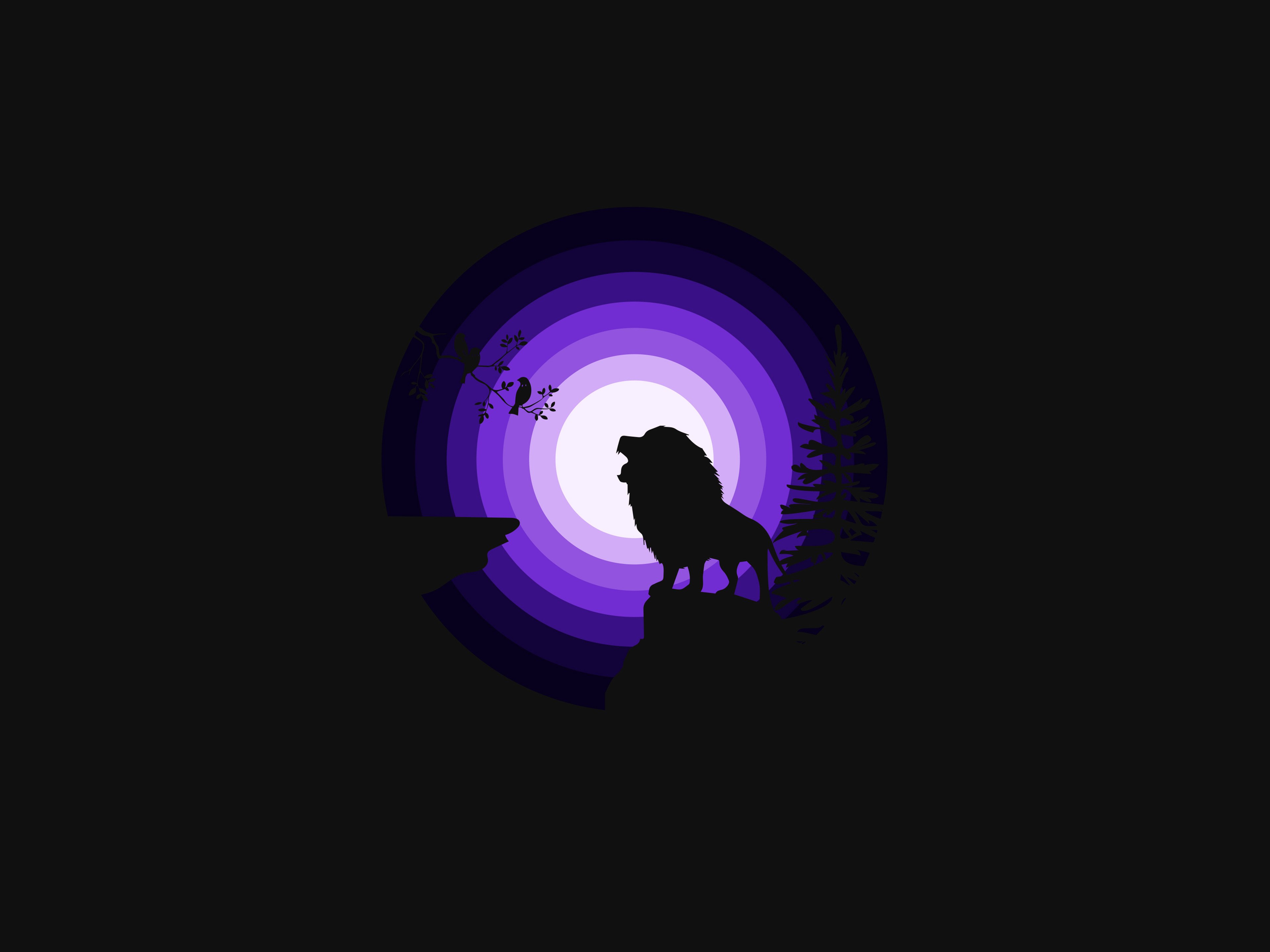 Roaring Lion's Moonlit Silhouette 4K Wallpaper