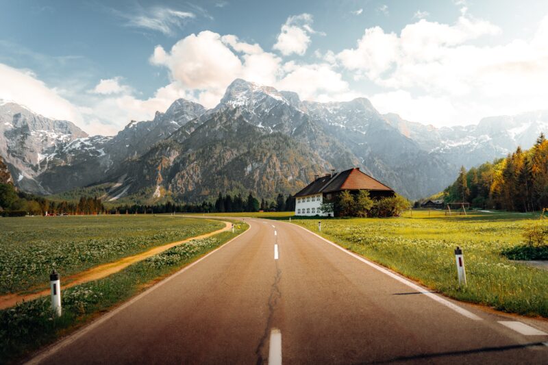 Road to Alpine Serenity at Almsee 4K 5K Wallpaper