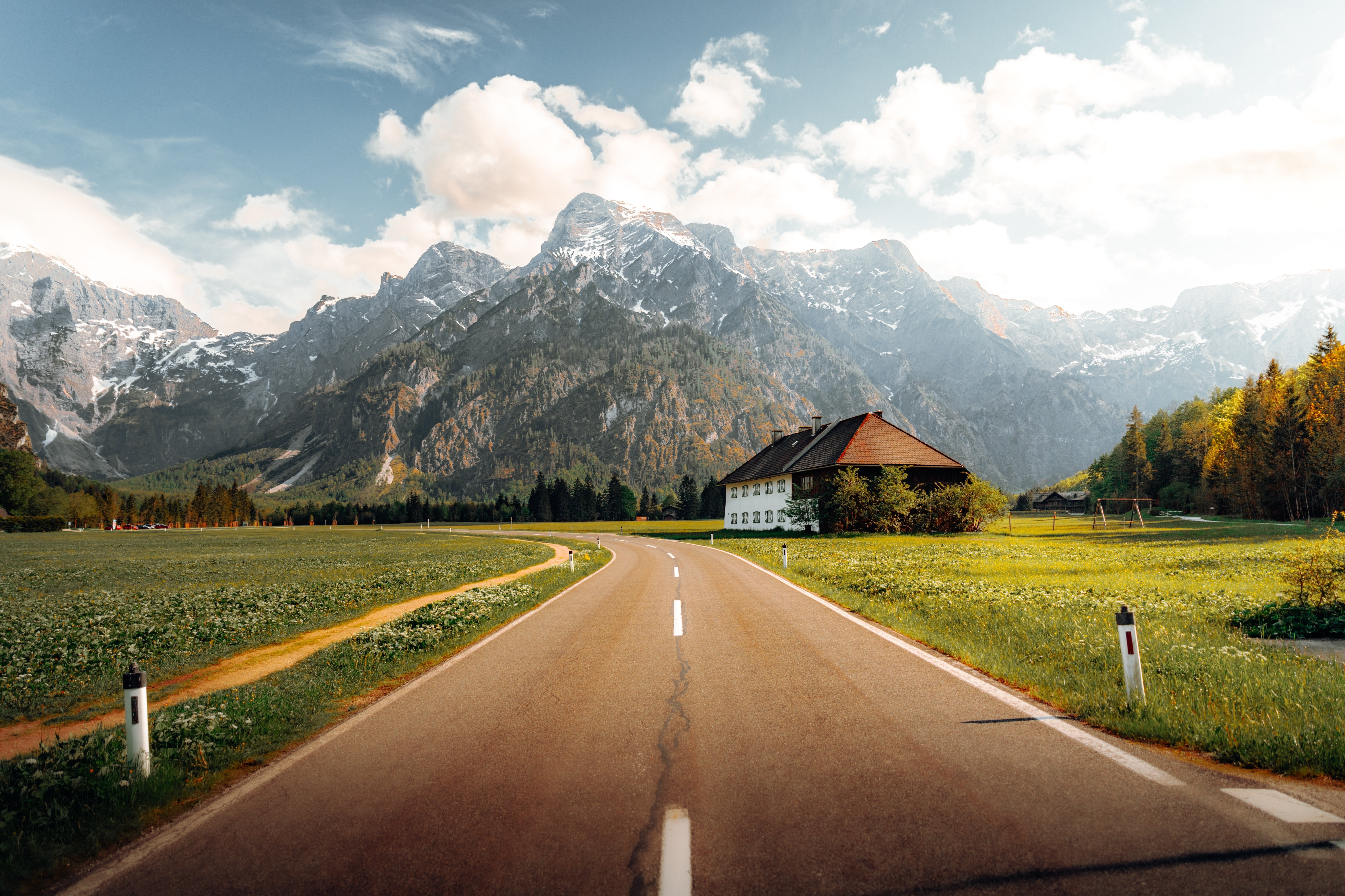 Road to Alpine Serenity at Almsee 4K 5K Wallpaper